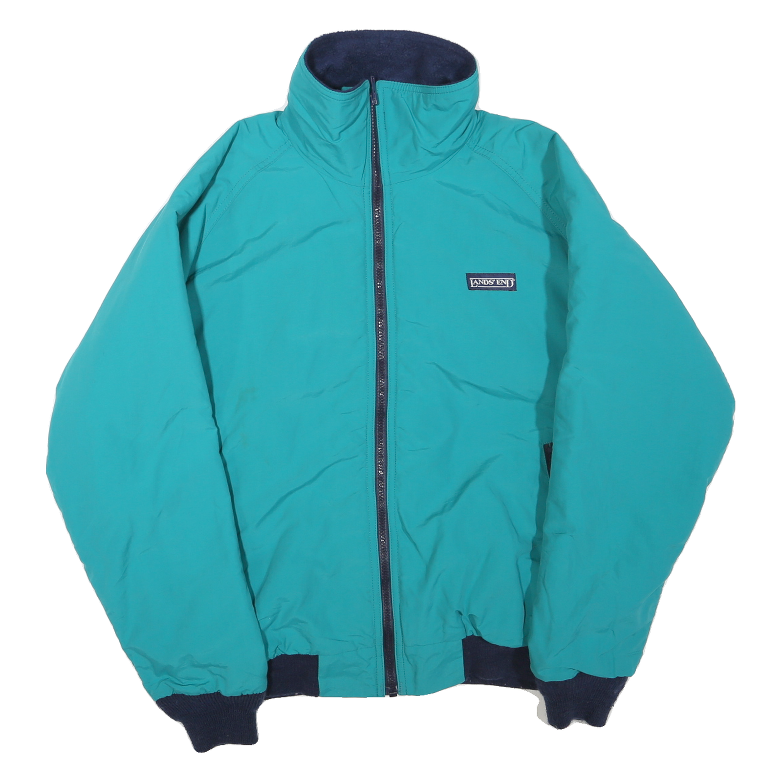 LANDS END Womens Blue Zip Jacket XL Polyester Blend Plain Warm Casual Refurbished - N/A refurbished available on Cerqular