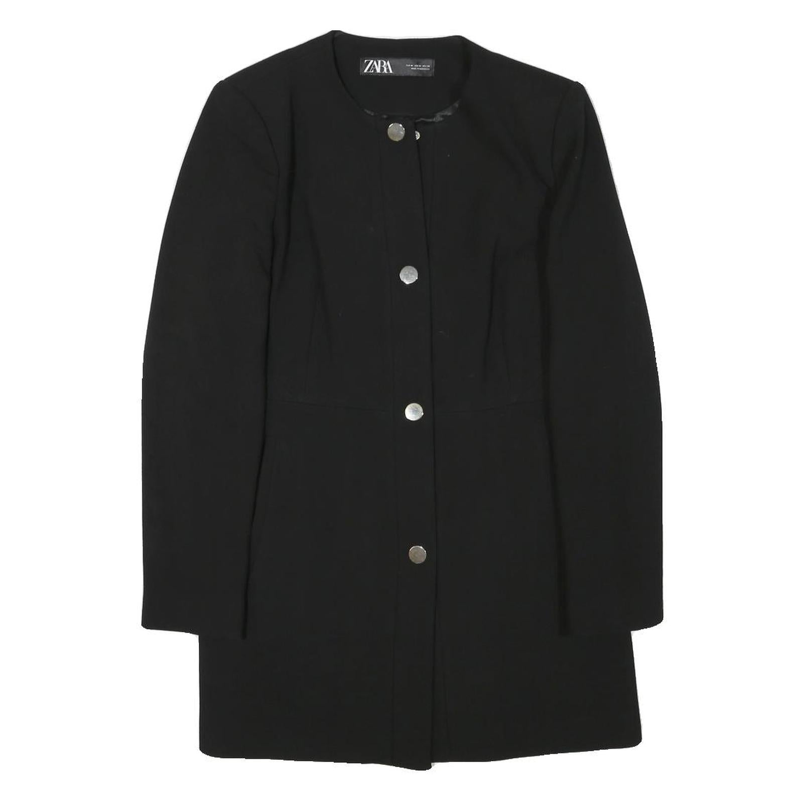 ZARA BASIC Womens Black Button Jacket M Acetate Plain Stylish Classic Fit Refurbished - N/A refurbished available on Cerqular
