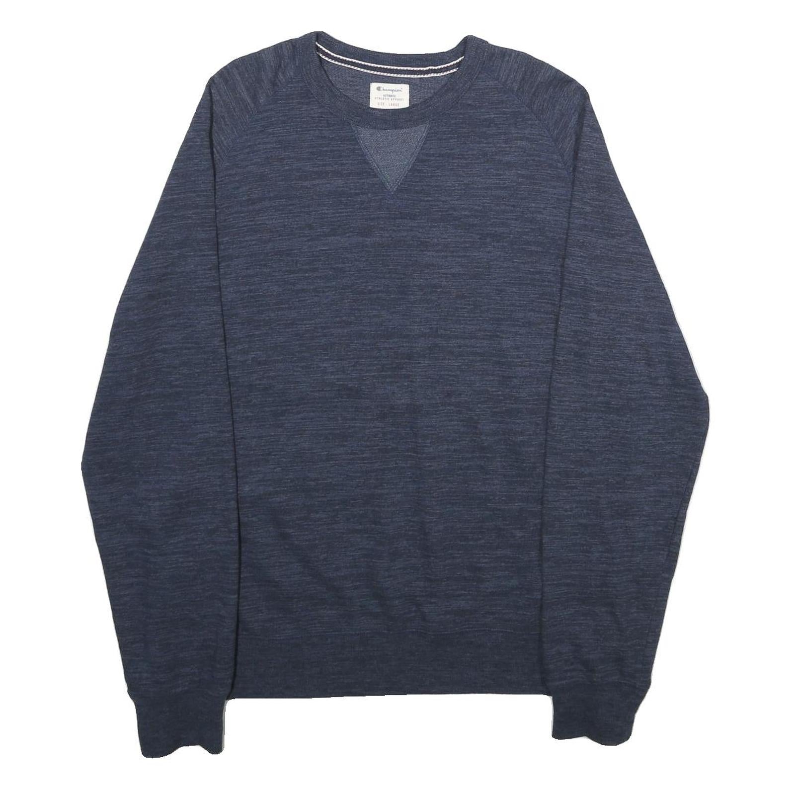 CHAMPION Mens Blue Crew Neck L Cotton Blend Pullover Sweatshirt Classic Style Refurbished - N/A refurbished available on Cerqular