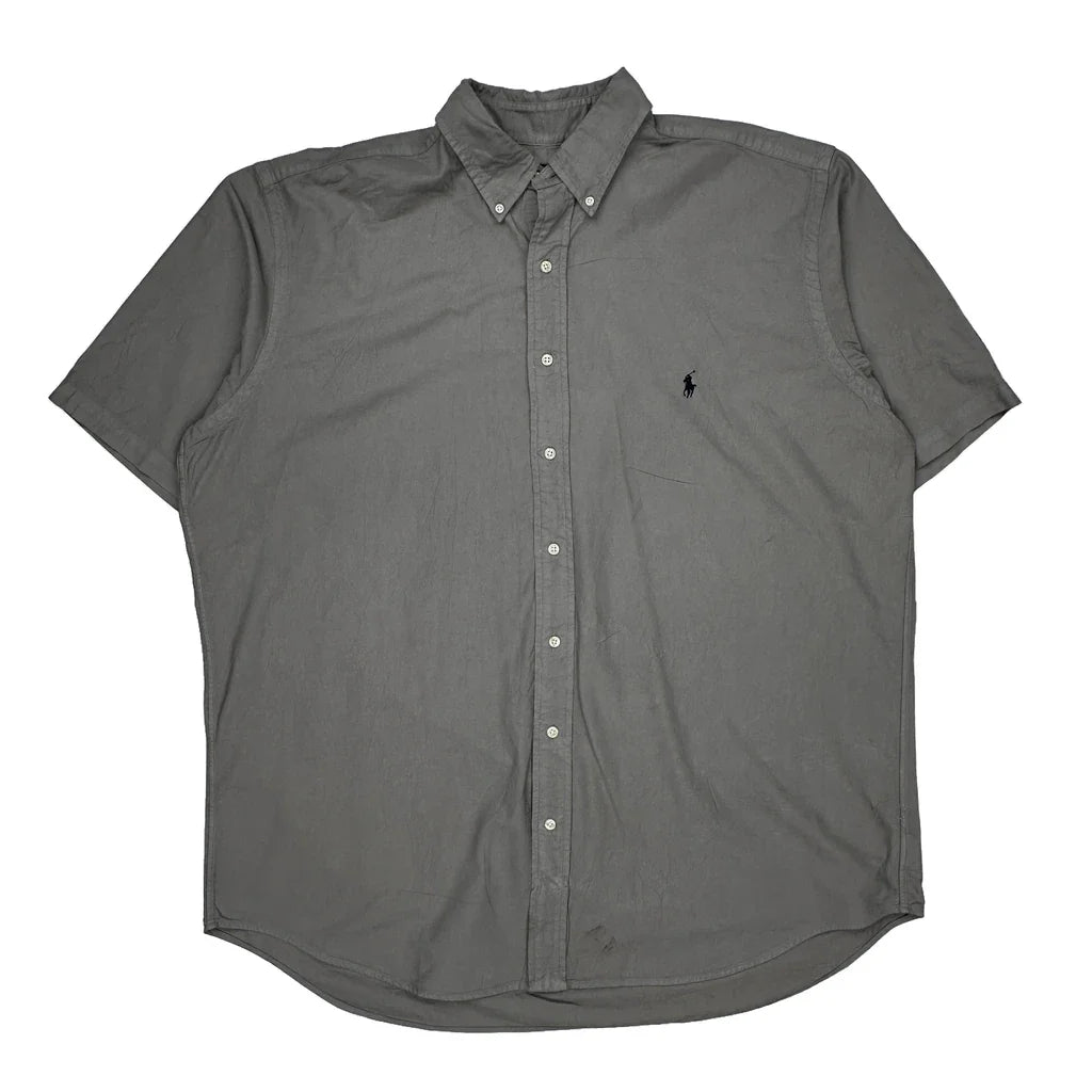 Polo By Ralph Lauren Short Sleeve Shirt - XL Grey Cotton Refurbished - Thrifted (note: this is a term often used to describe second- refurbished available on Cerqular