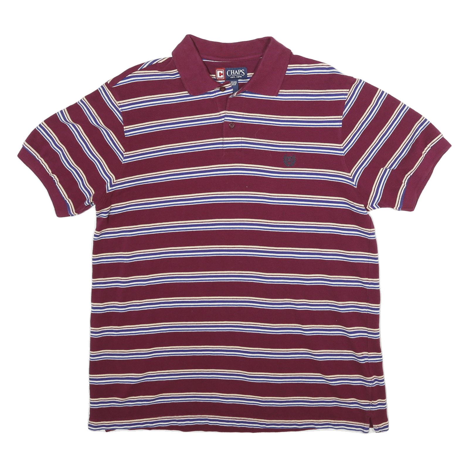 CHAPS Mens Maroon & White Striped Short Sleeve Polo Shirt M Classic Fit Refurbished - N/A refurbished available on Cerqular