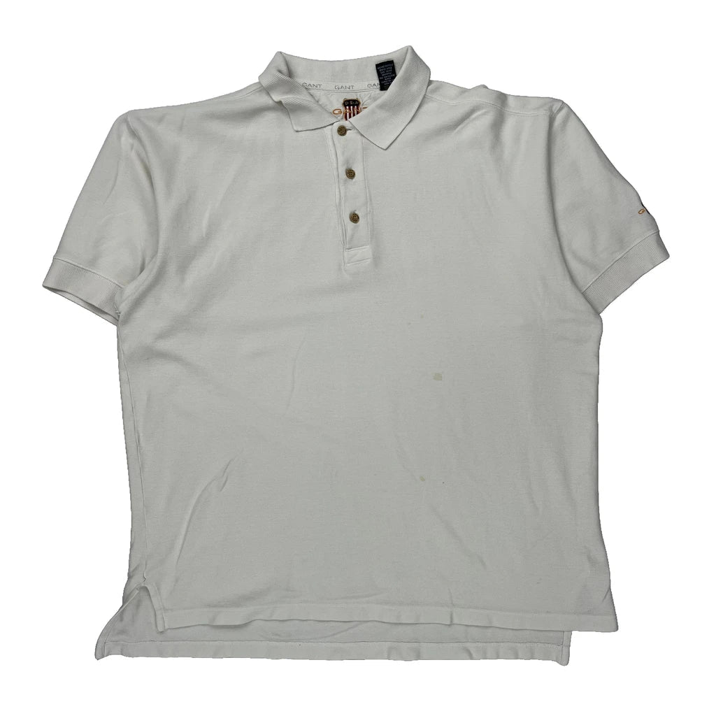 Gant Polo Shirt - Large White Cotton Refurbished - Thrifted (note: this is a term often used to describe second- refurbished available on Cerqular