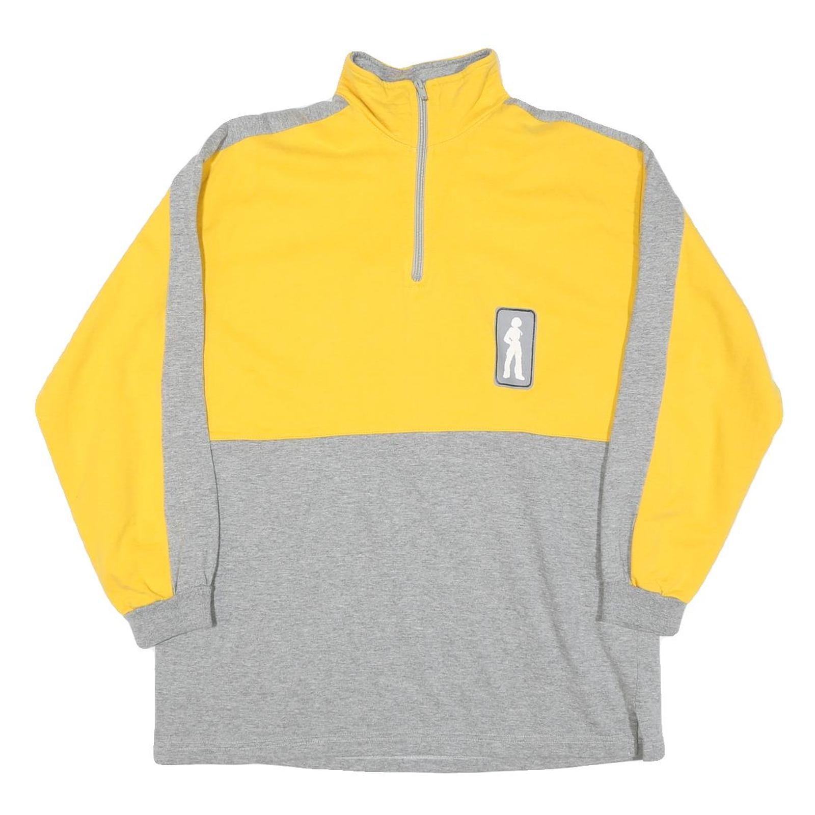 Womens Yellow & Grey Sweatshirt Girl Concept Half Zip M Casual Cotton Blend Top Refurbished - N/A refurbished available on Cerqular