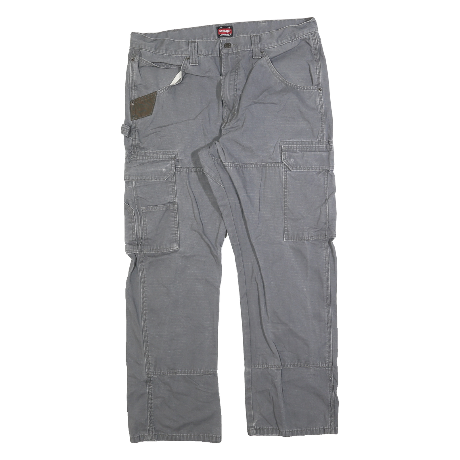 WRANGLER Mens Cotton Grey Regular Straight Trousers W36 L30 Workwear Casual Refurbished - N/A refurbished available on Cerqular