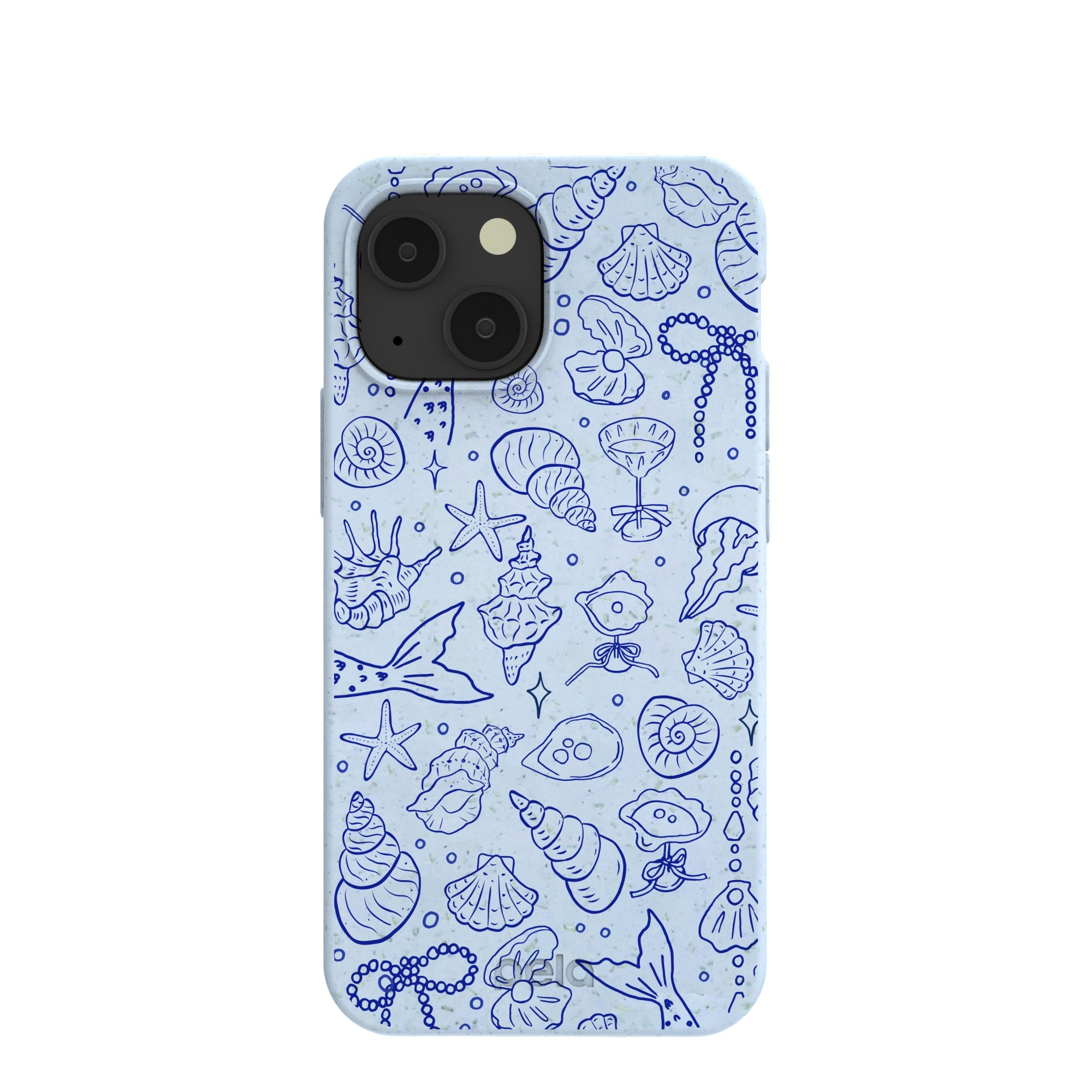 Powder Blue Ocean Charms iPhone 13 Mini Case Refurbished - Pela Case refurbished available on Cerqular