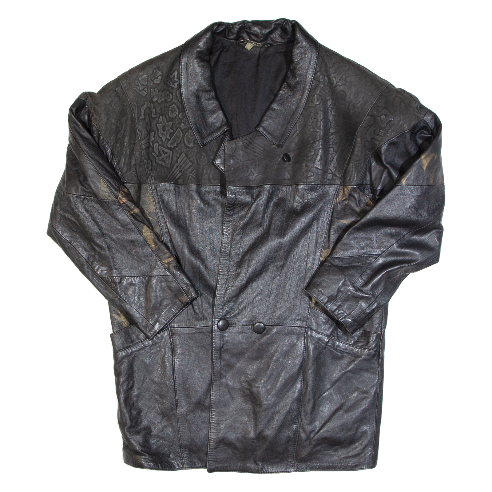 Womens Blazer Jacket Black Faux Leather 90s UK 16 Refurbished - N/A refurbished available on Cerqular