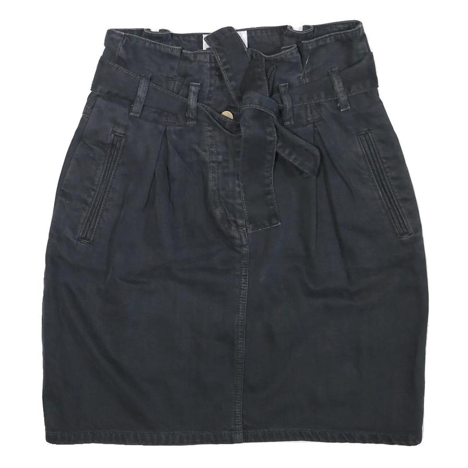 ESSENTIEL Womens Black Cotton Blend Pencil Knee Length Skirt Belted S Refurbished - N/A refurbished available on Cerqular