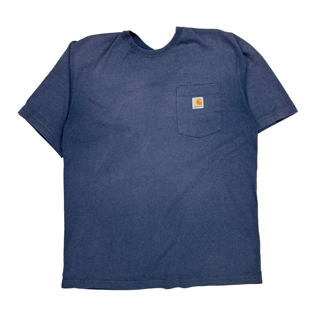 Carhartt T-Shirt - Large Blue Cotton Refurbished - Thrifted (note: this is a term often used to describe second- refurbished available on Cerqular