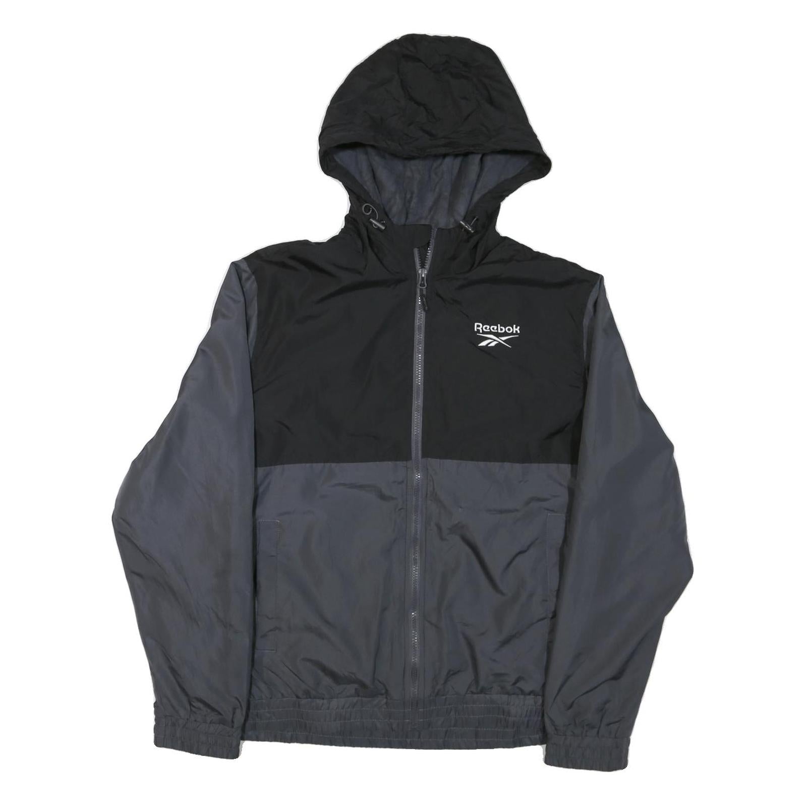 REEBOK Mens Black & Grey Jacket L Polyester Blend Zip Hooded Sportswear Refurbished - N/A refurbished available on Cerqular