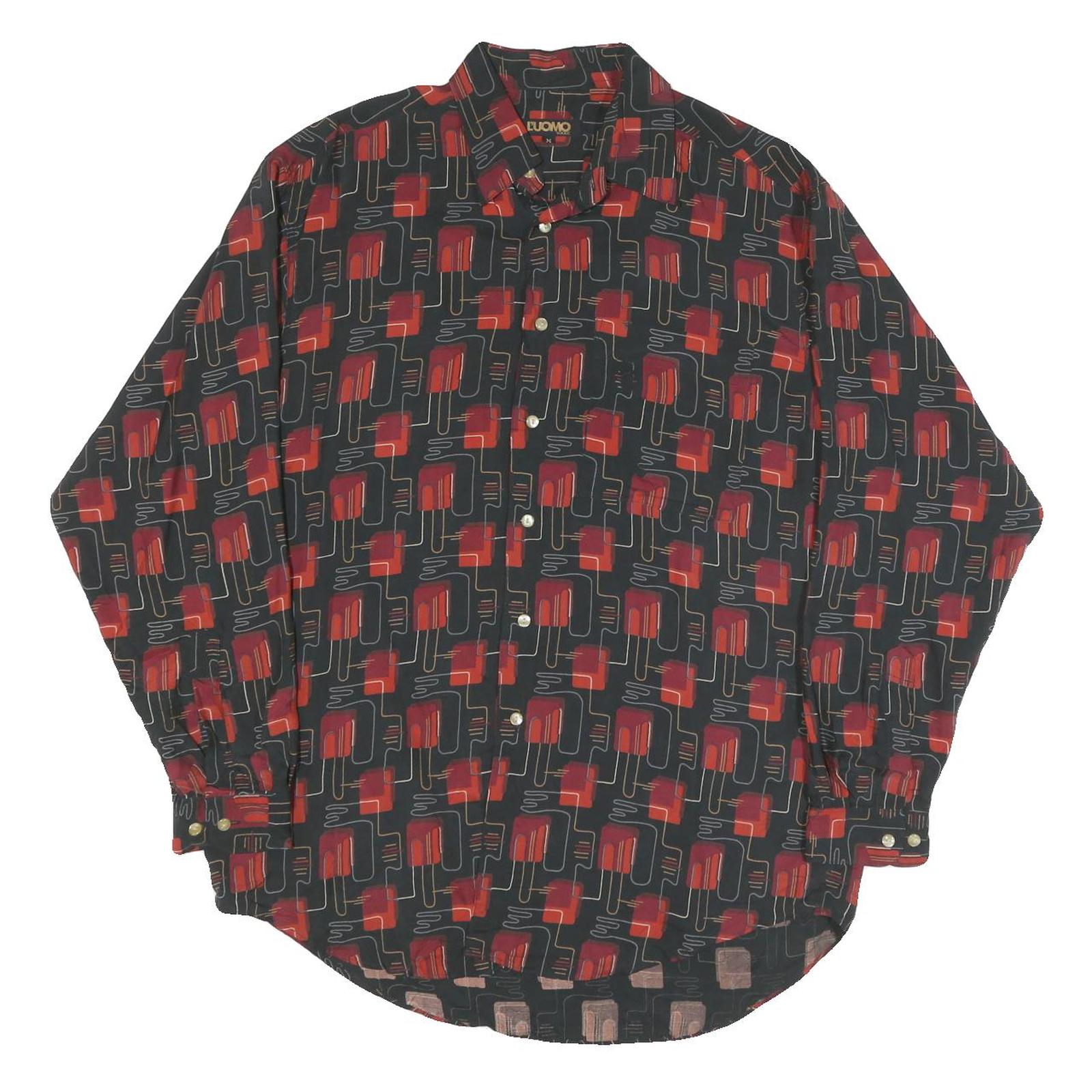 Buy L'UOMO VOGUE Mens Black & Red Abstract Pattern Shirt M Long Sleeve Button-Up Refurbished - $19.49 L'UOMO VOGUE Mens Black & Red Abstract Pattern Shirt M Long Sleeve Button-Up Refurbished - N/A refurbished available on Cerqular