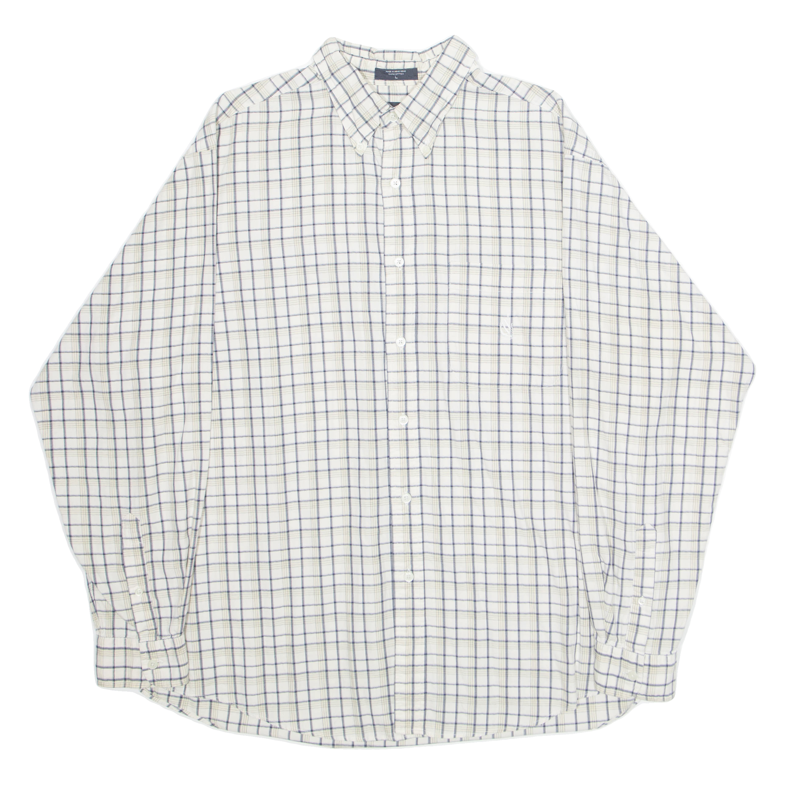 NAUTICA Mens Shirt Cream Check Long Sleeve L Refurbished - N/A refurbished available on Cerqular