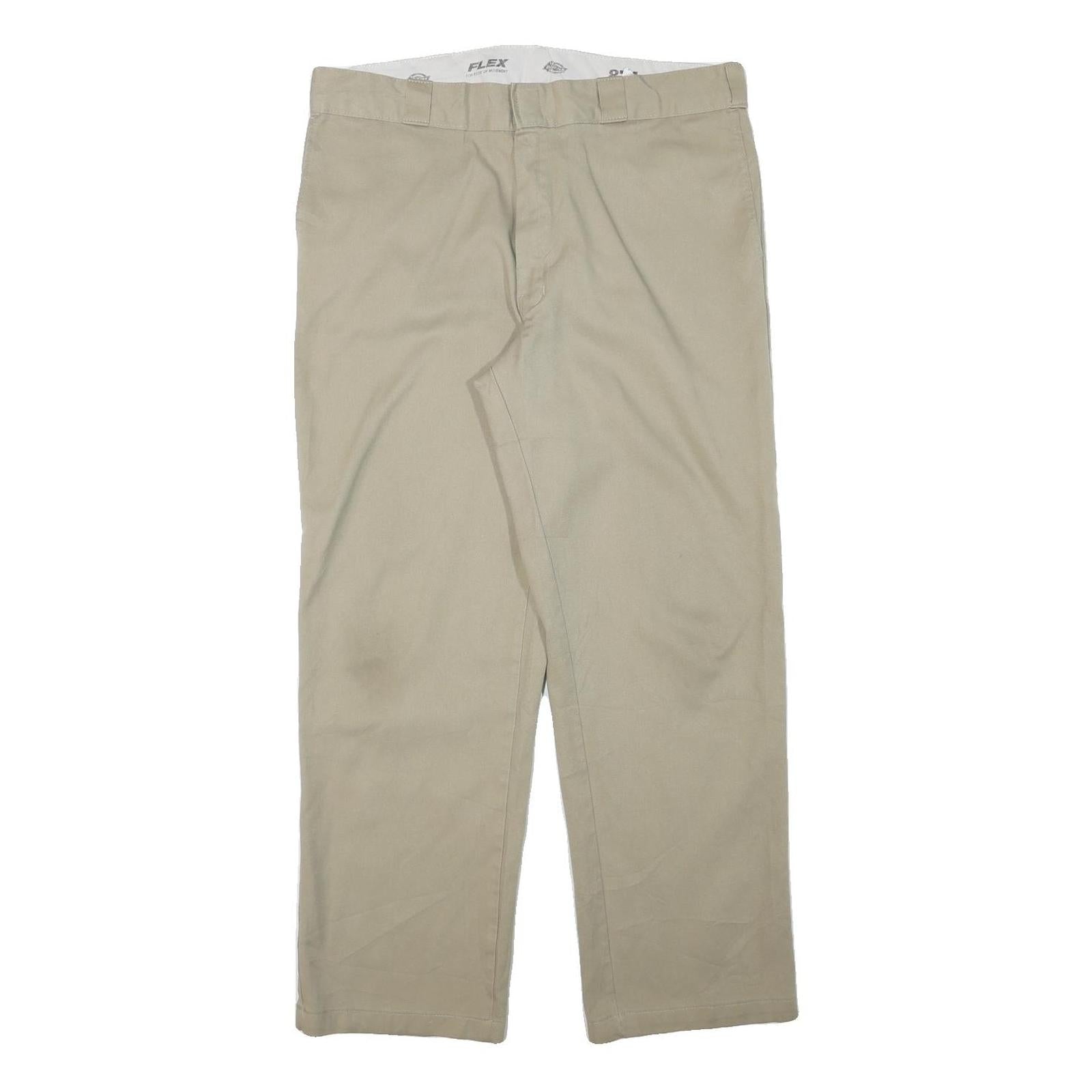 DICKIES Mens Beige Woven Cotton Blend Straight Classic Workwear Trousers W36 L30 Refurbished - N/A refurbished available on Cerqular