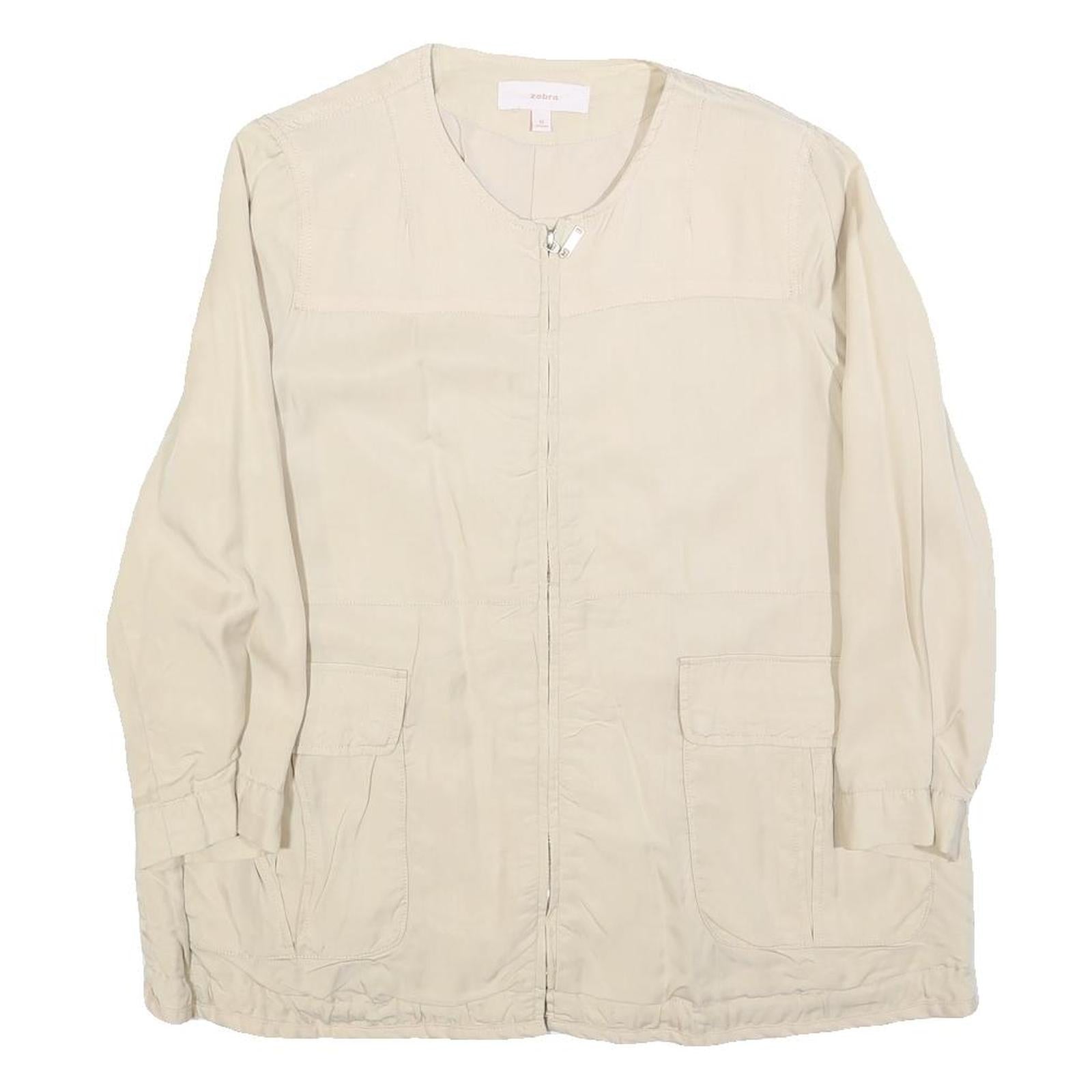 ZEBRA Womens Beige Jacket S Polyester Blend Plain Zip Lightweight Comfortable Refurbished - N/A refurbished available on Cerqular