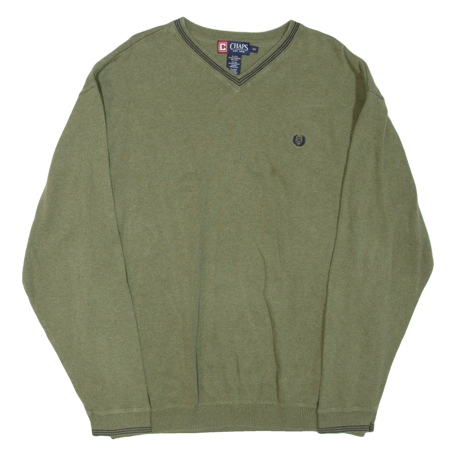 CHAPS Tall Mens Jumper Green V-Neck Tight Knit 2XL Refurbished - N/A refurbished available on Cerqular
