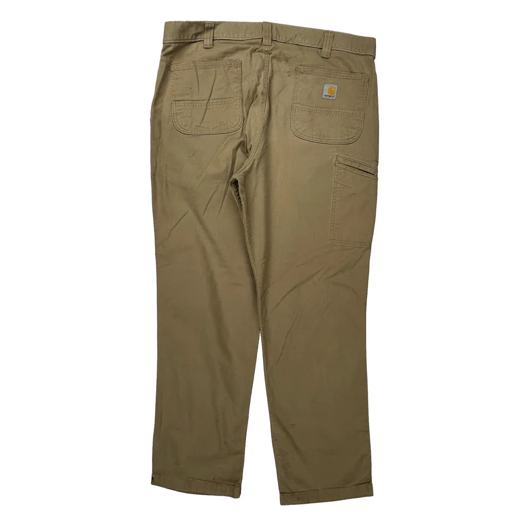 Carhartt Trousers - 38W 32L Khaki Cotton Refurbished - Thrifted (note: this is a term often used to describe second- refurbished available on Cerqular