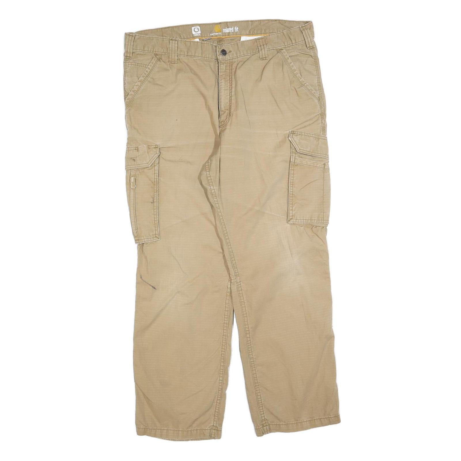 CARHARTT Mens Relaxed Fit Beige Cotton Blend Cargo Trousers W38 L30 Workwear Refurbished - N/A refurbished available on Cerqular