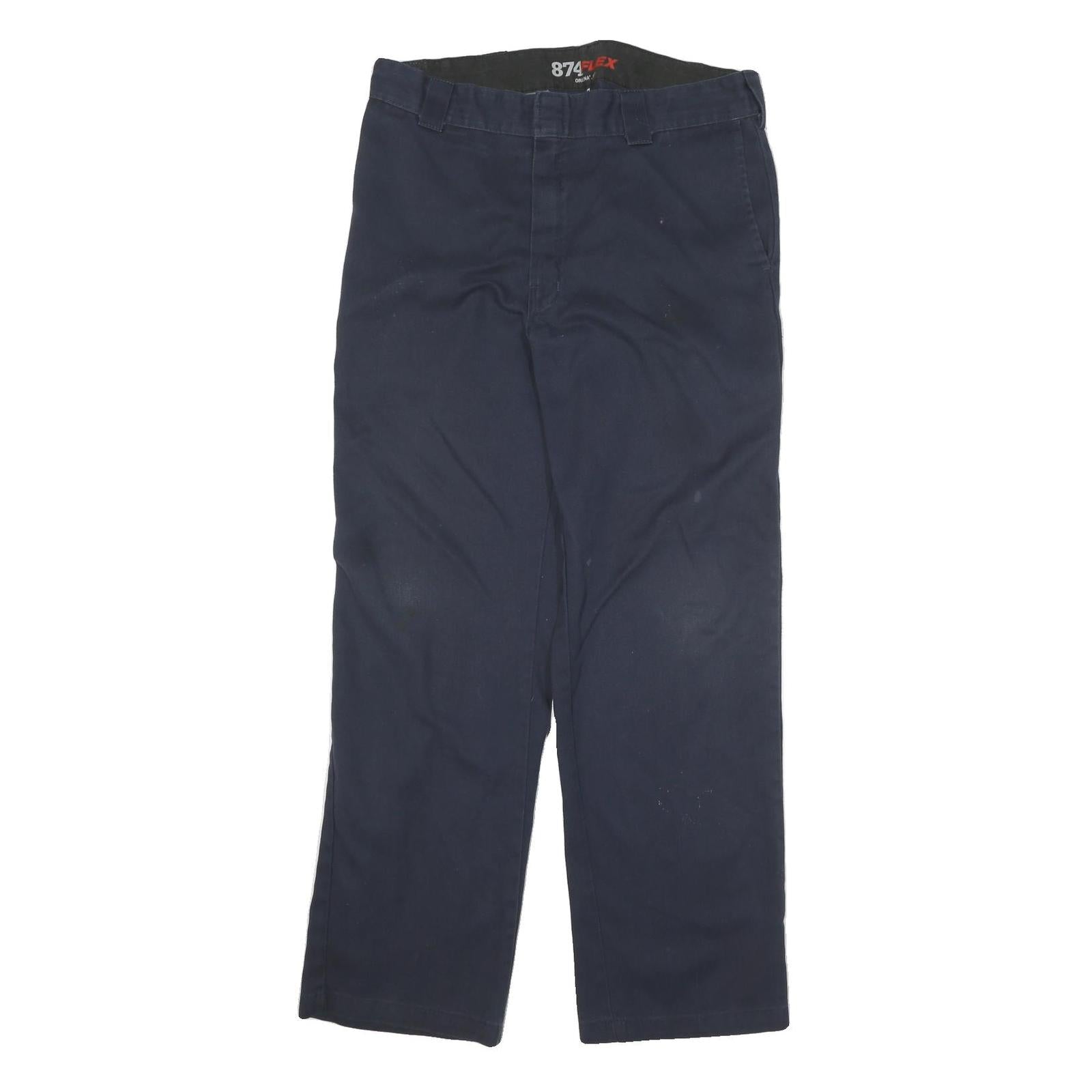 DICKIES Mens Cotton Blend Navy Regular Fit Straight Leg Trousers W34 L31 Refurbished - N/A refurbished available on Cerqular