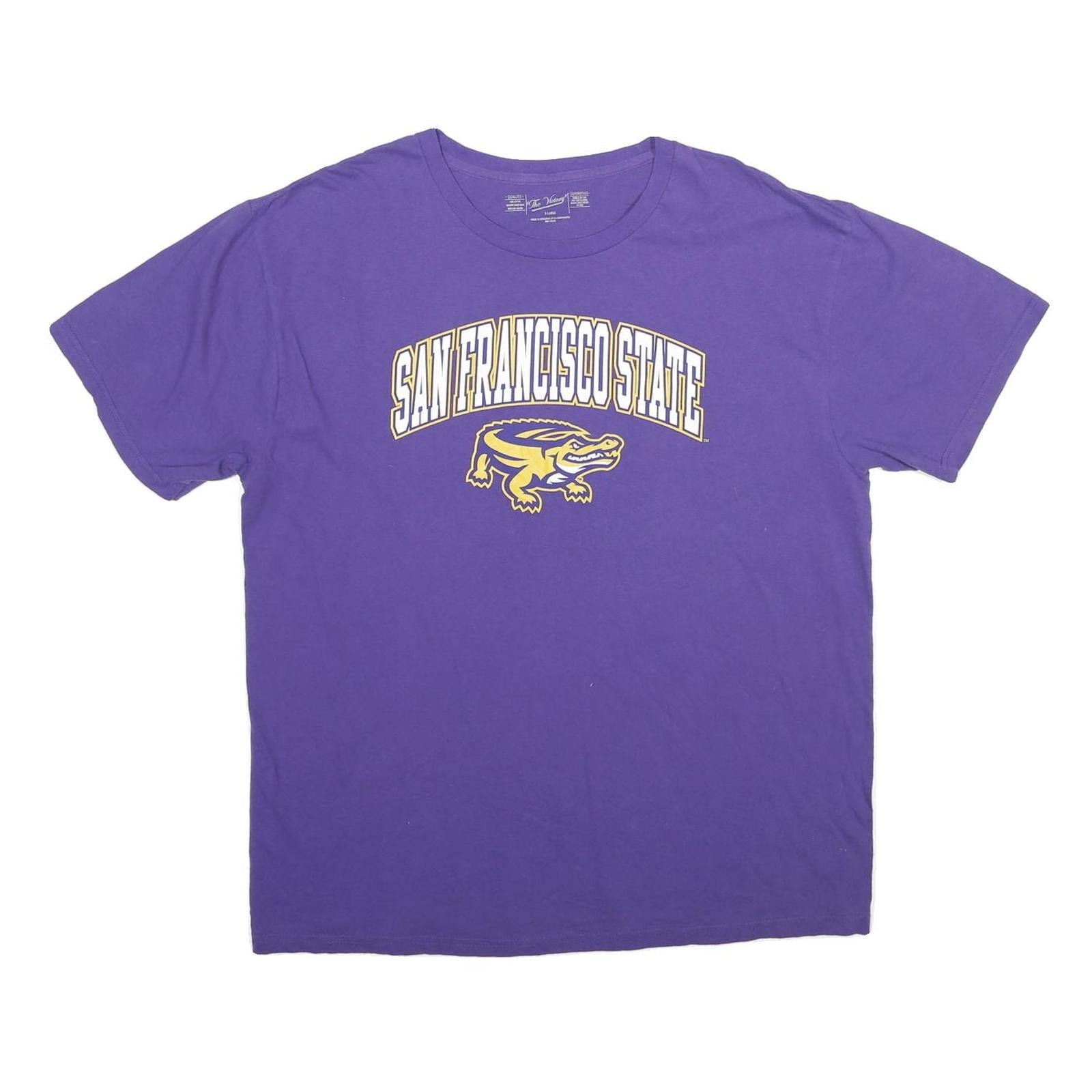 THE VICTORY Mens Purple San Francisco State Graphic T-Shirt XL Short Sleeve Crew Refurbished - N/A refurbished available on Cerqular