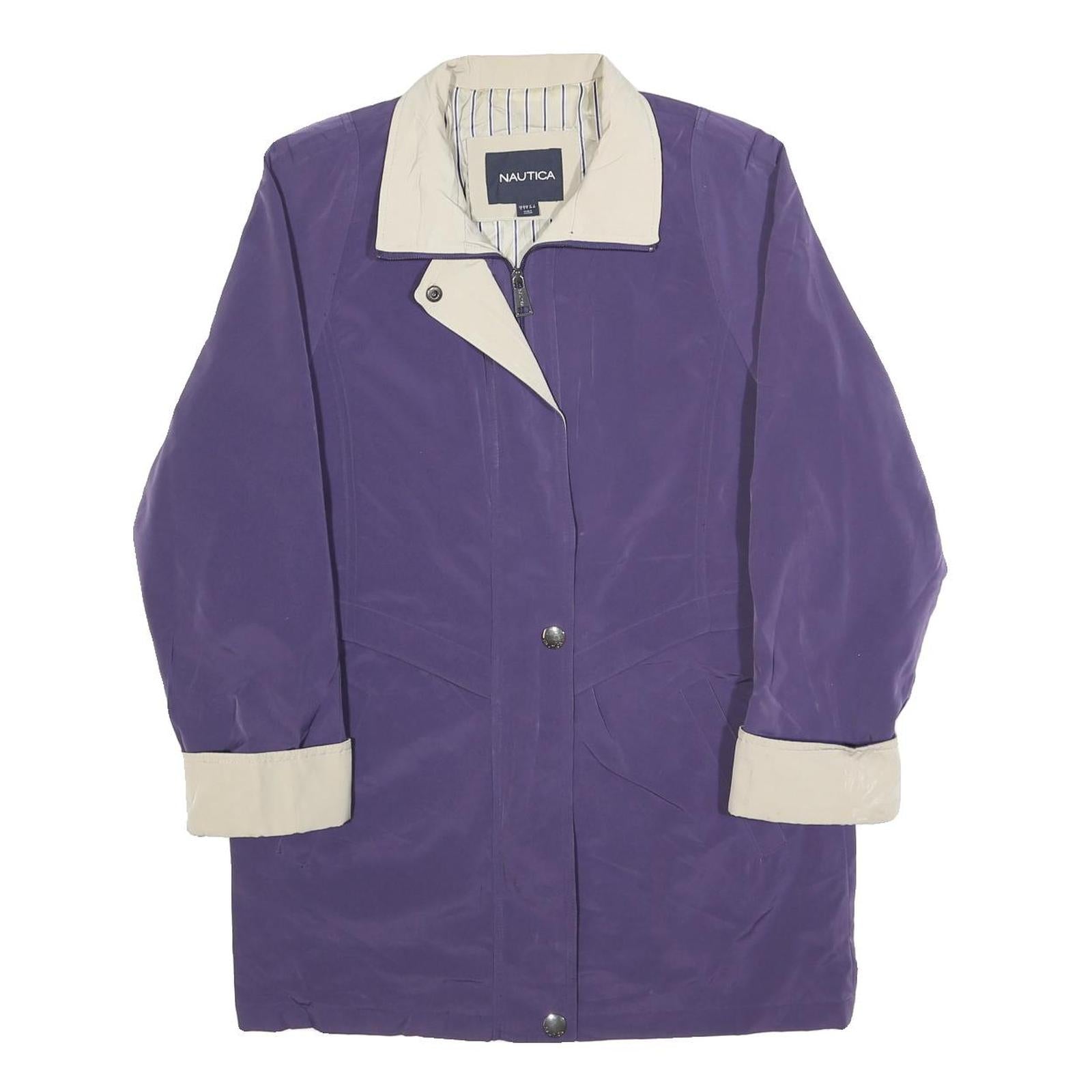 NAUTICA Womens Purple & Beige Zip Jacket S Polyester Blend Classic Style Refurbished - N/A refurbished available on Cerqular