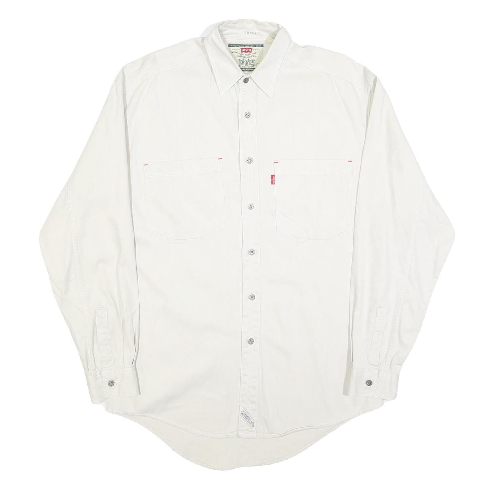 LEVI'S Mens White Slim Cotton Shirt S Button Pocket Classic Casual Style Refurbished - N/A refurbished available on Cerqular