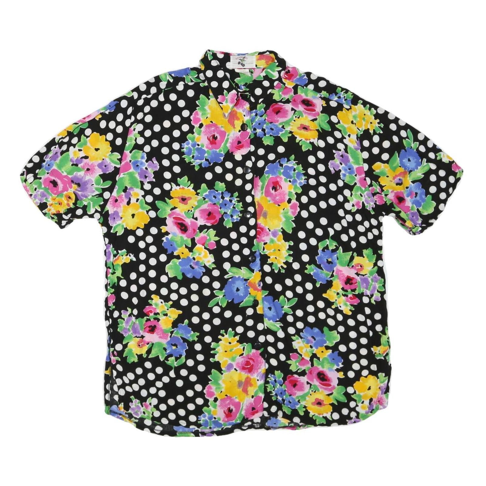 Buy RASPBERRY Womens Black & White Polka Dot Floral Printed Shirt Short Sleeve Refurbished - $18.19 RASPBERRY Womens Black & White Polka Dot Floral Printed Shirt Short Sleeve Refurbished - N/A refurbished available on Cerqular