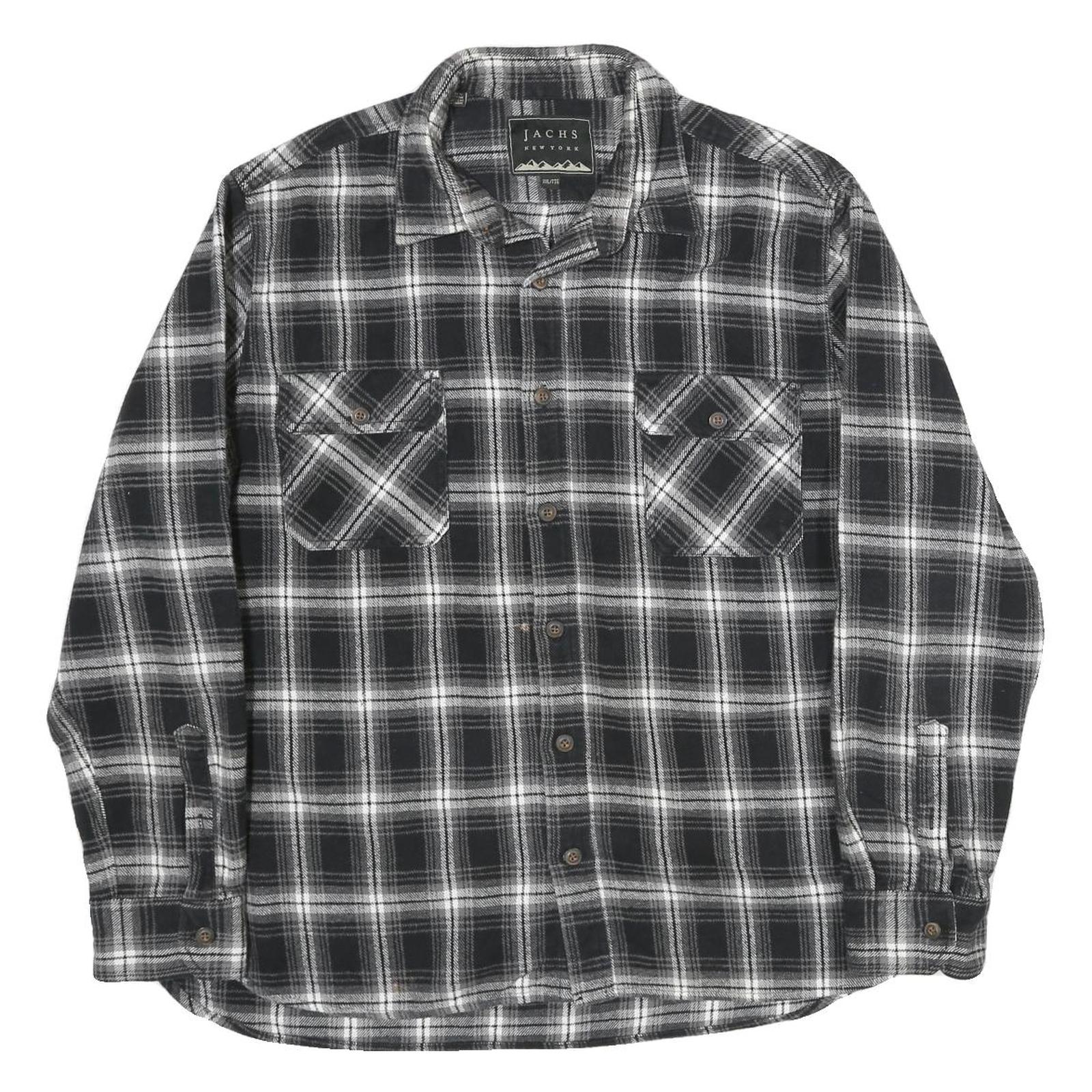 JACHS Mens Black & White Plaid Cotton Shirt 2XL Long Sleeve Button Front Classic Refurbished - N/A refurbished available on Cerqular
