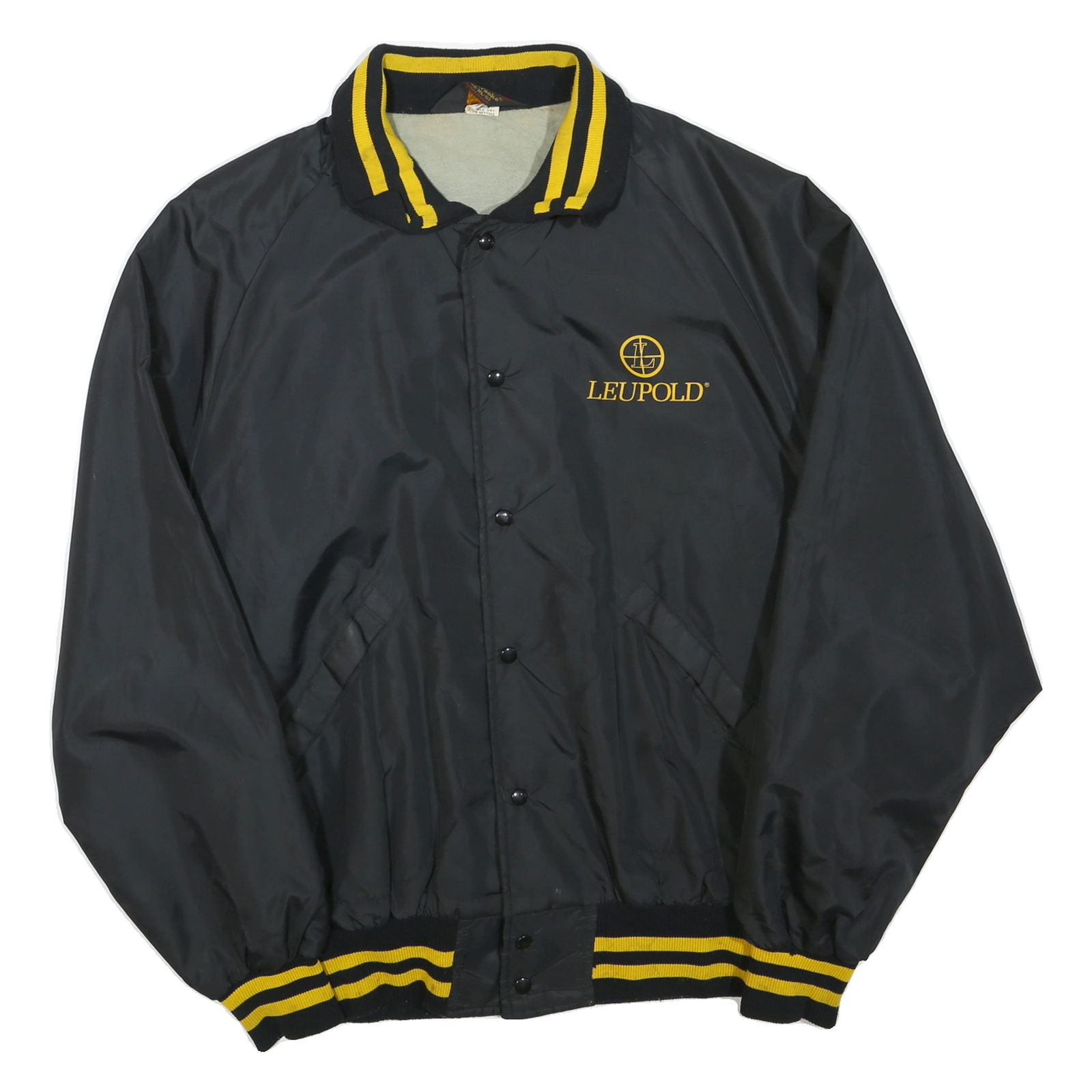 PLA-JAC Mens Black & Yellow Leupold Button Jacket XL Polyester Blend Varsity Refurbished - N/A refurbished available on Cerqular