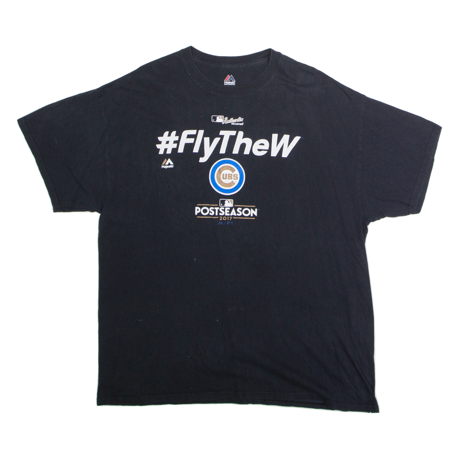 MAJESTIC Chicago Cubs 2017 Post Season #FlyTheW Mens T-Shirt Black USA XL Refurbished - N/A refurbished available on Cerqular