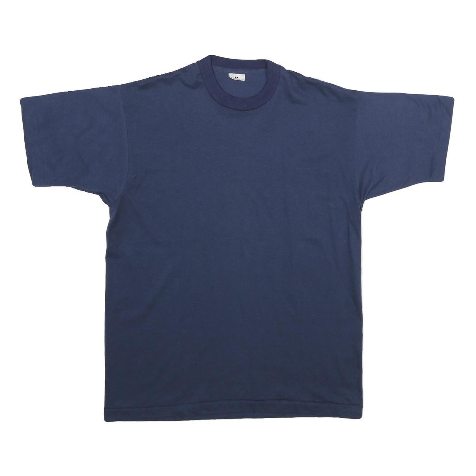 Mens Navy Blue Plain Cotton Blend T-Shirt L Short Sleeve Crew Neck Comfortable Refurbished - N/A refurbished available on Cerqular