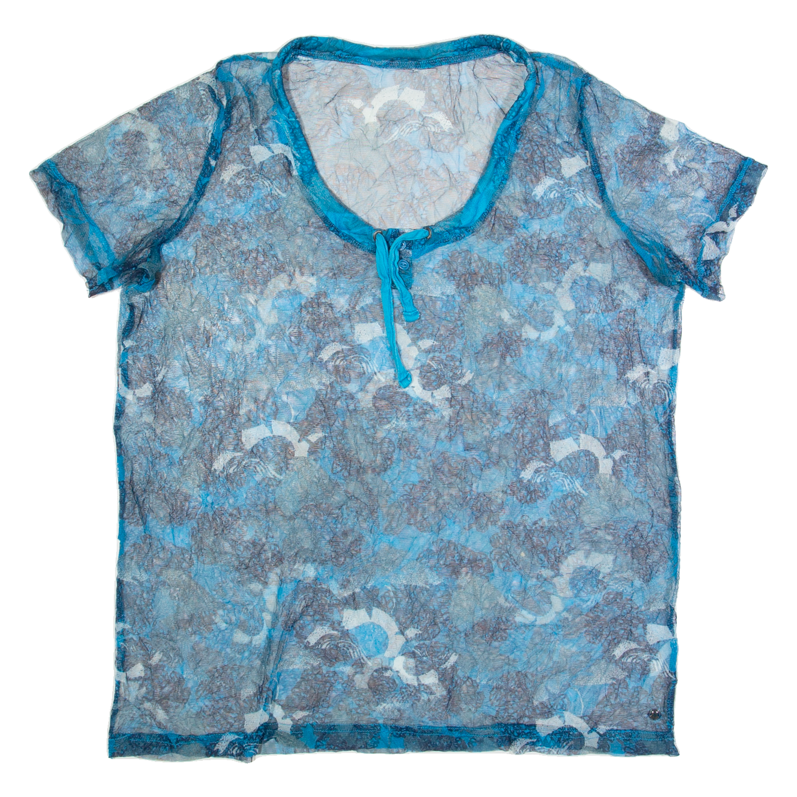 Sheer Womens Printed Top Blue M Refurbished - N/A refurbished available on Cerqular