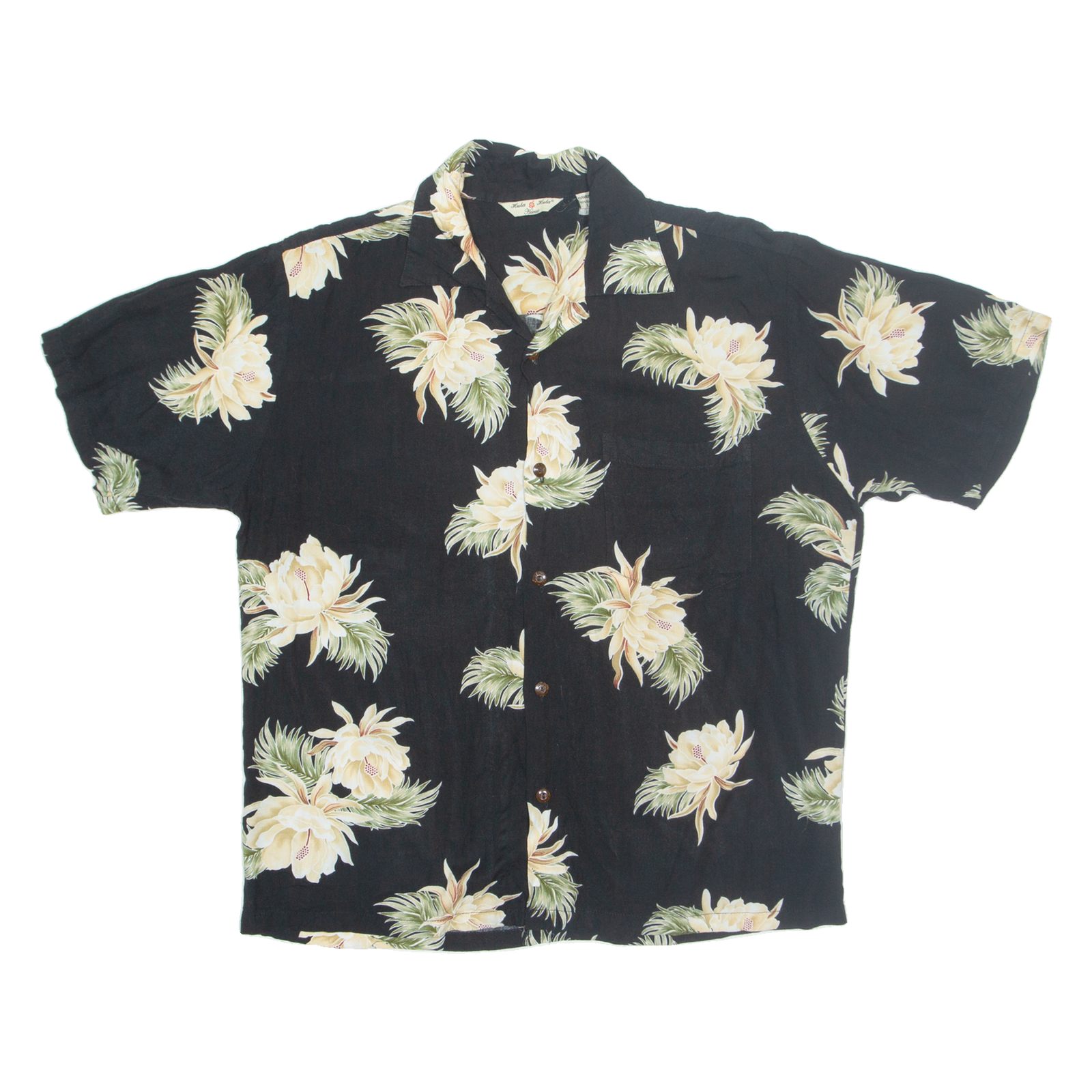 HULA HULA Mens Hawaiian Shirt Black Floral L Refurbished - N/A refurbished available on Cerqular