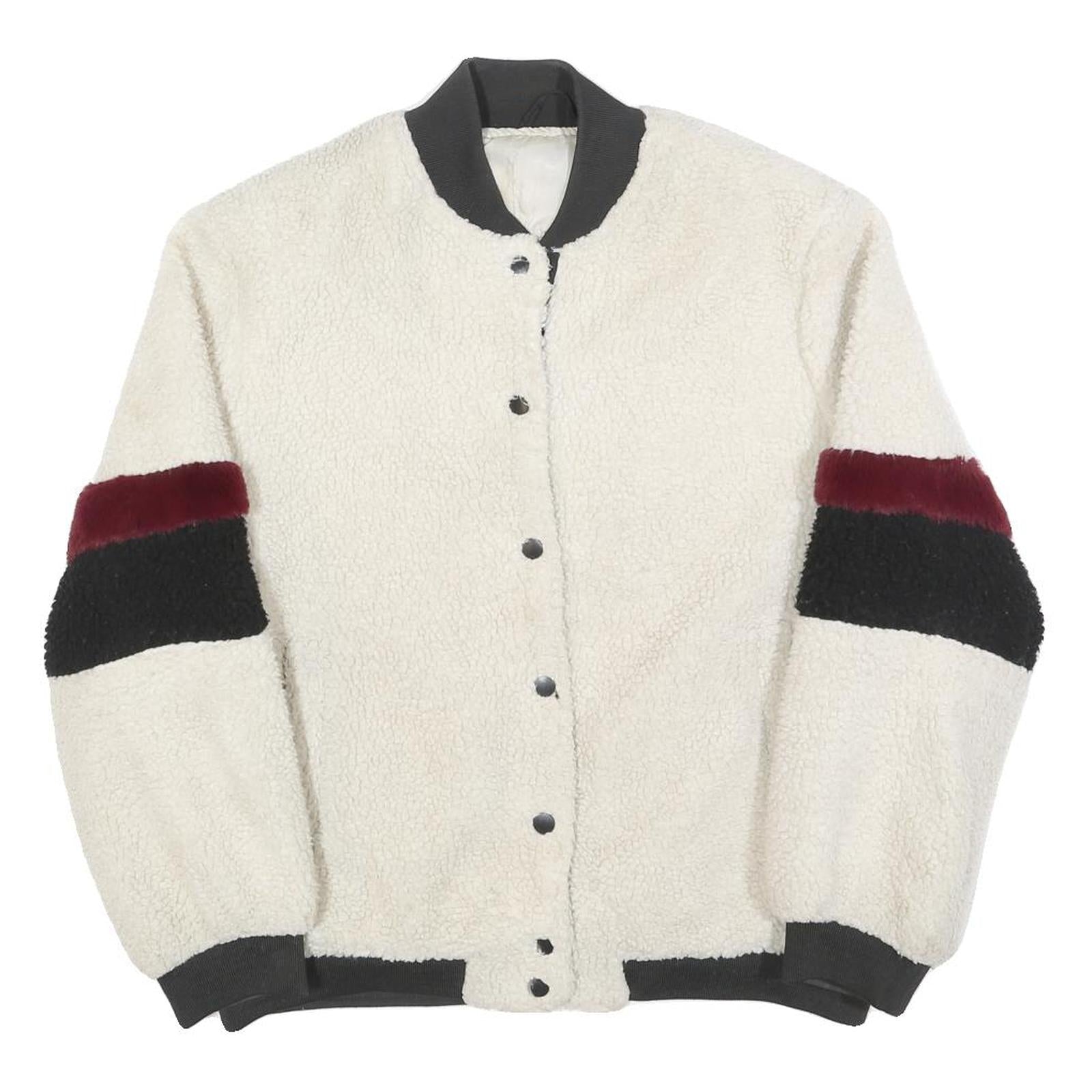 Womens Cream Black & Maroon Button Jacket L Polyester Blend Plain Casual Refurbished - N/A refurbished available on Cerqular