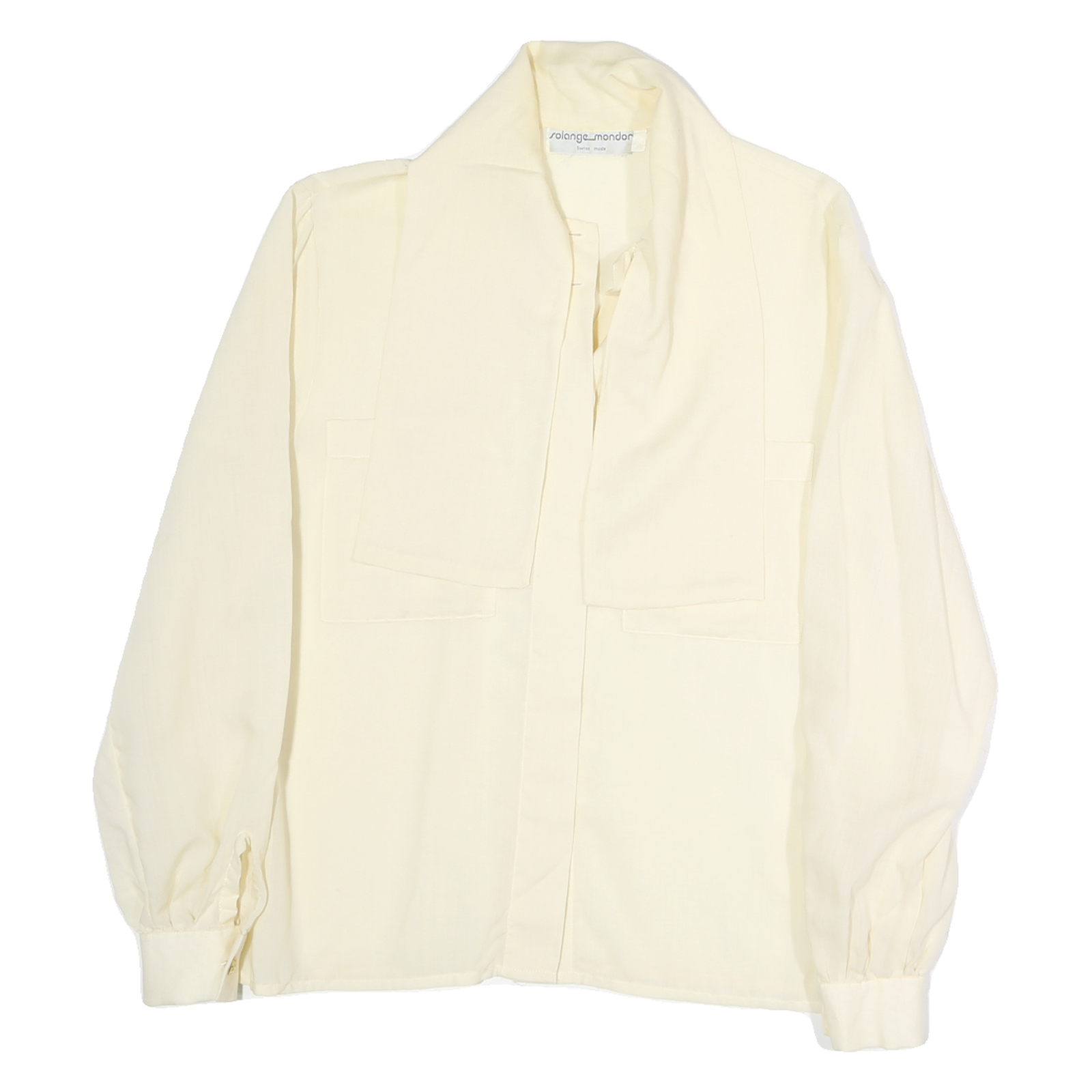 Cream Womens Cotton Blend Scarf Collar Shirt Long Sleeve L Stylish Lightweight Refurbished - N/A refurbished available on Cerqular