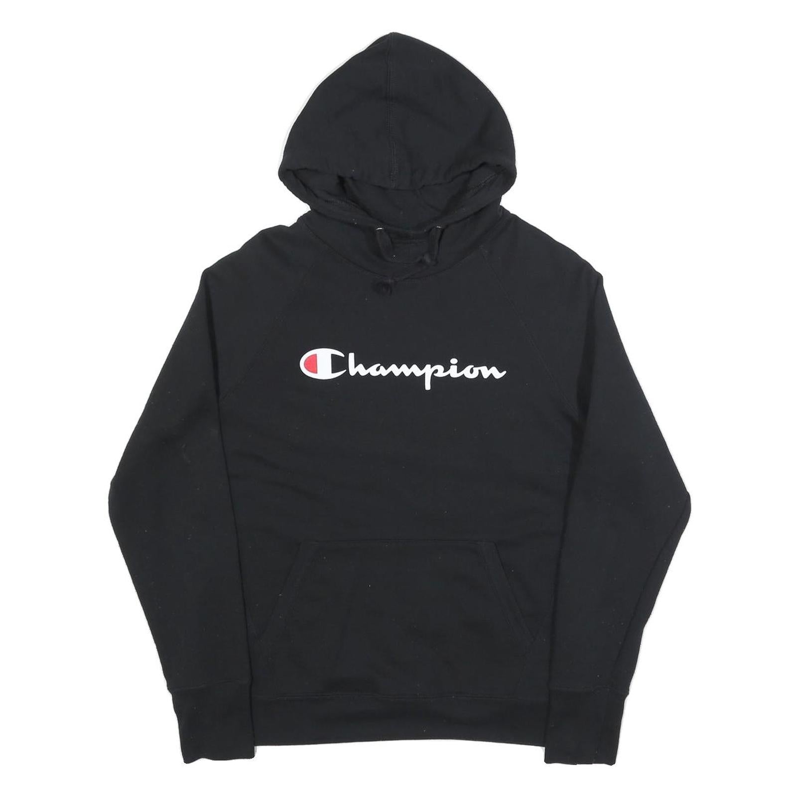 CHAMPION Mens Black Hoodie M Cotton Blend Pullover Logo Sweatshirt Refurbished - N/A refurbished available on Cerqular