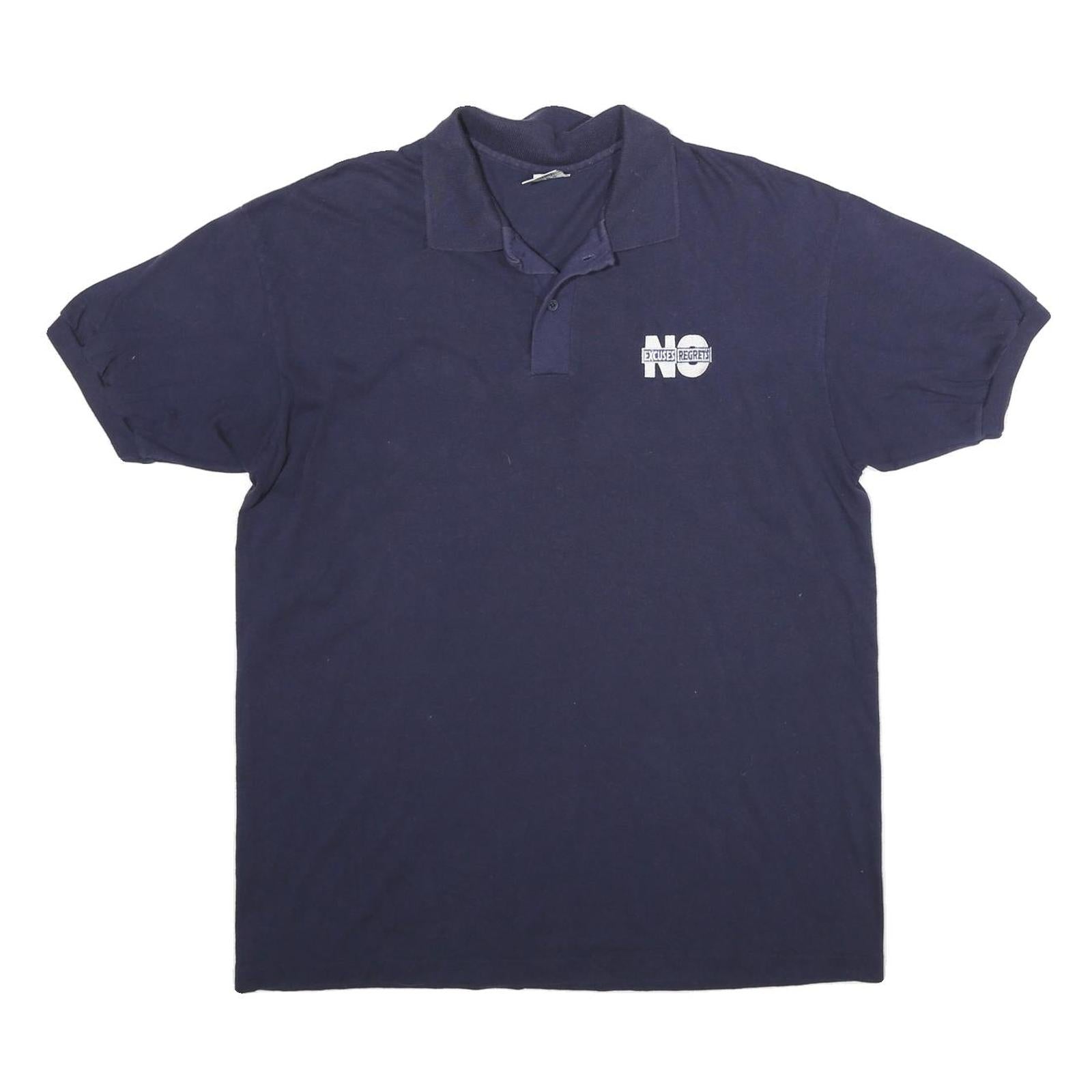 ANVIL Mens Navy Blue No Excuses Regrets Short Sleeve Polo Shirt XL Cotton Blend Refurbished - N/A refurbished available on Cerqular