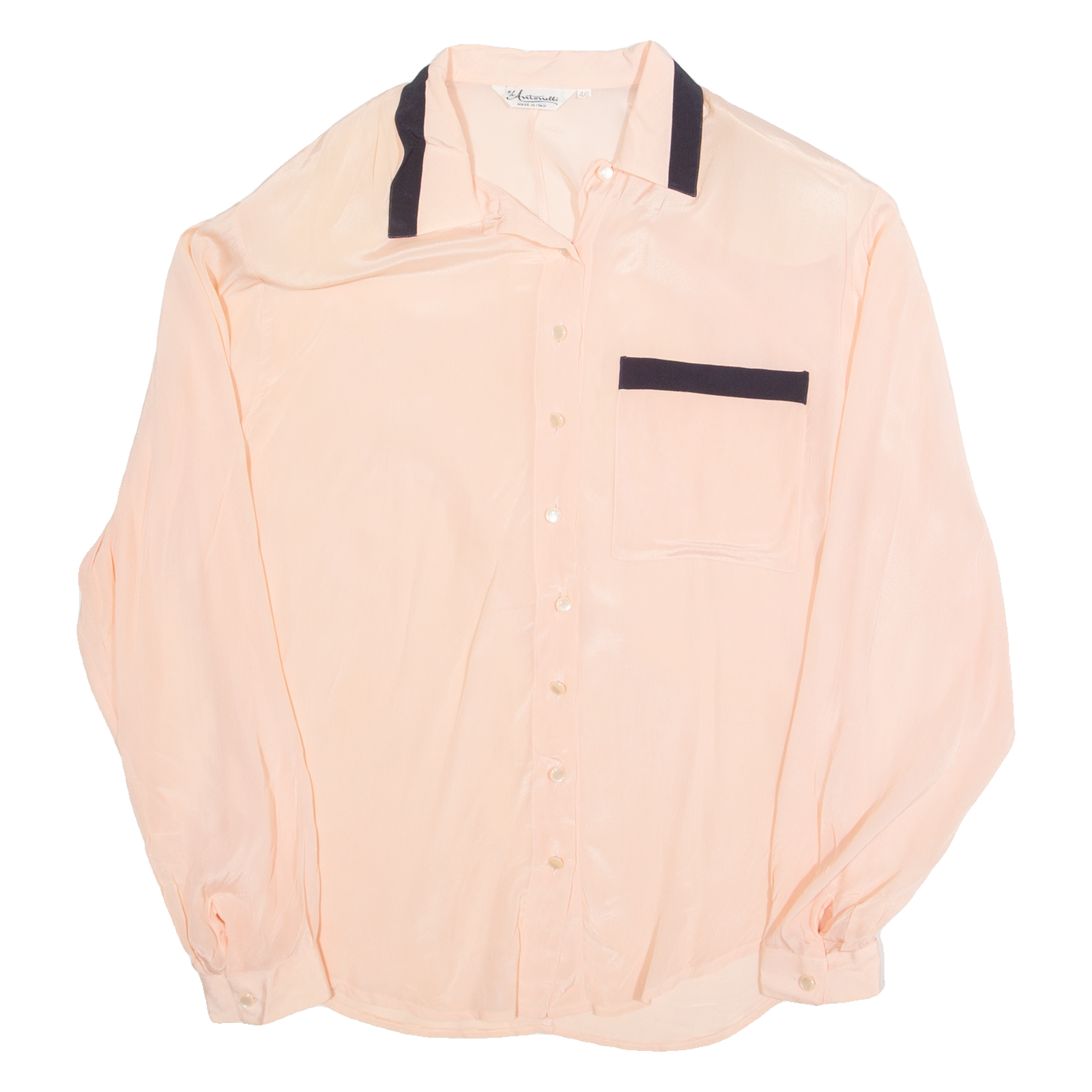 ANTONELLI Womens Blouse Shirt Pink Collared Long Sleeve 90s Silk M Refurbished - N/A refurbished available on Cerqular