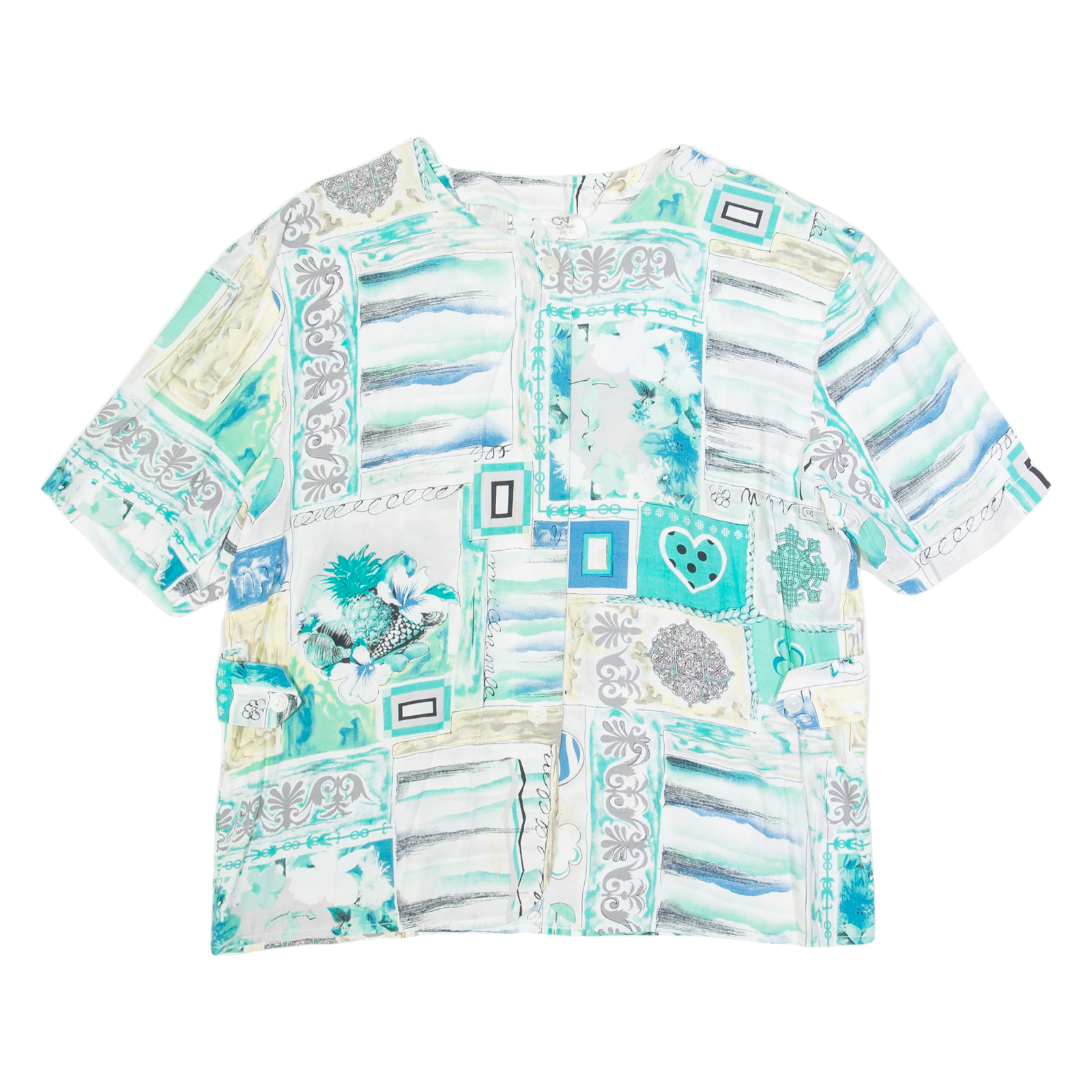 Womens Printed Blouse Blue Viscose Crazy Pattern L Refurbished - N/A refurbished available on Cerqular