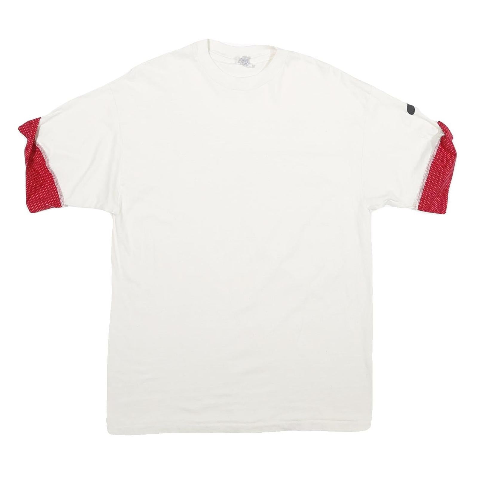 HANES Mens White & Red T-Shirt L Short Sleeve Crew Neck Cotton Casual Refurbished - N/A refurbished available on Cerqular