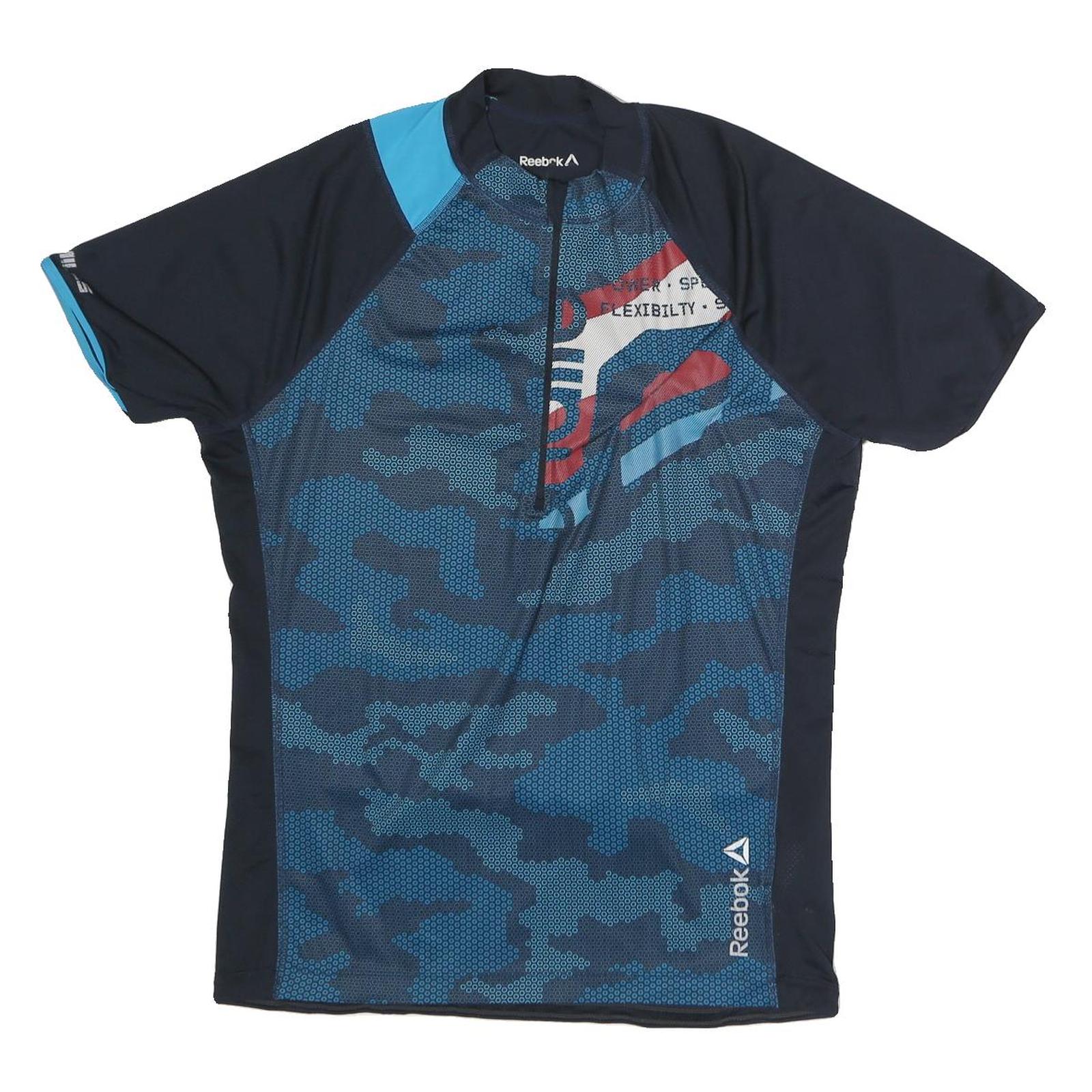 REEBOK Mens Blue & Black Graphic T-Shirt L Short Sleeve Crew Neck Sports Refurbished - N/A refurbished available on Cerqular