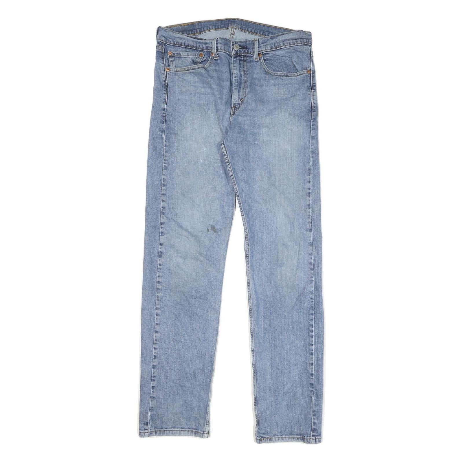 LEVI'S 505 Mens Jeans Blue Regular Straight Denim Medium W34 L34 Classic Fit Zip Refurbished - N/A refurbished available on Cerqular