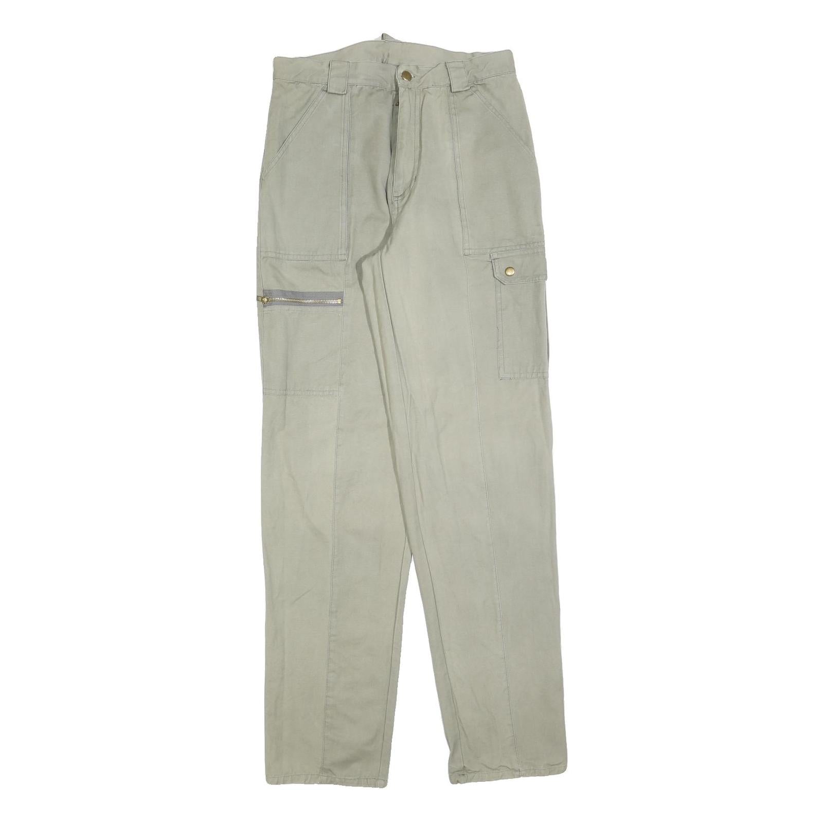 Mens Beige Cotton Regular Cargo Trousers W30 L34 Zip Closure Refurbished - N/A refurbished available on Cerqular