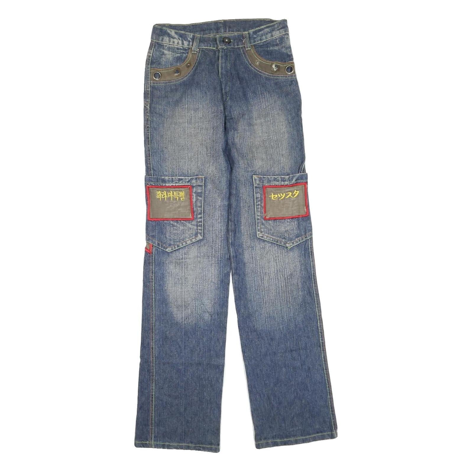 Womens Blue Regular Fit Denim Jeans Cargo Pockets Zip Closure W26 L30 Refurbished - N/A refurbished available on Cerqular