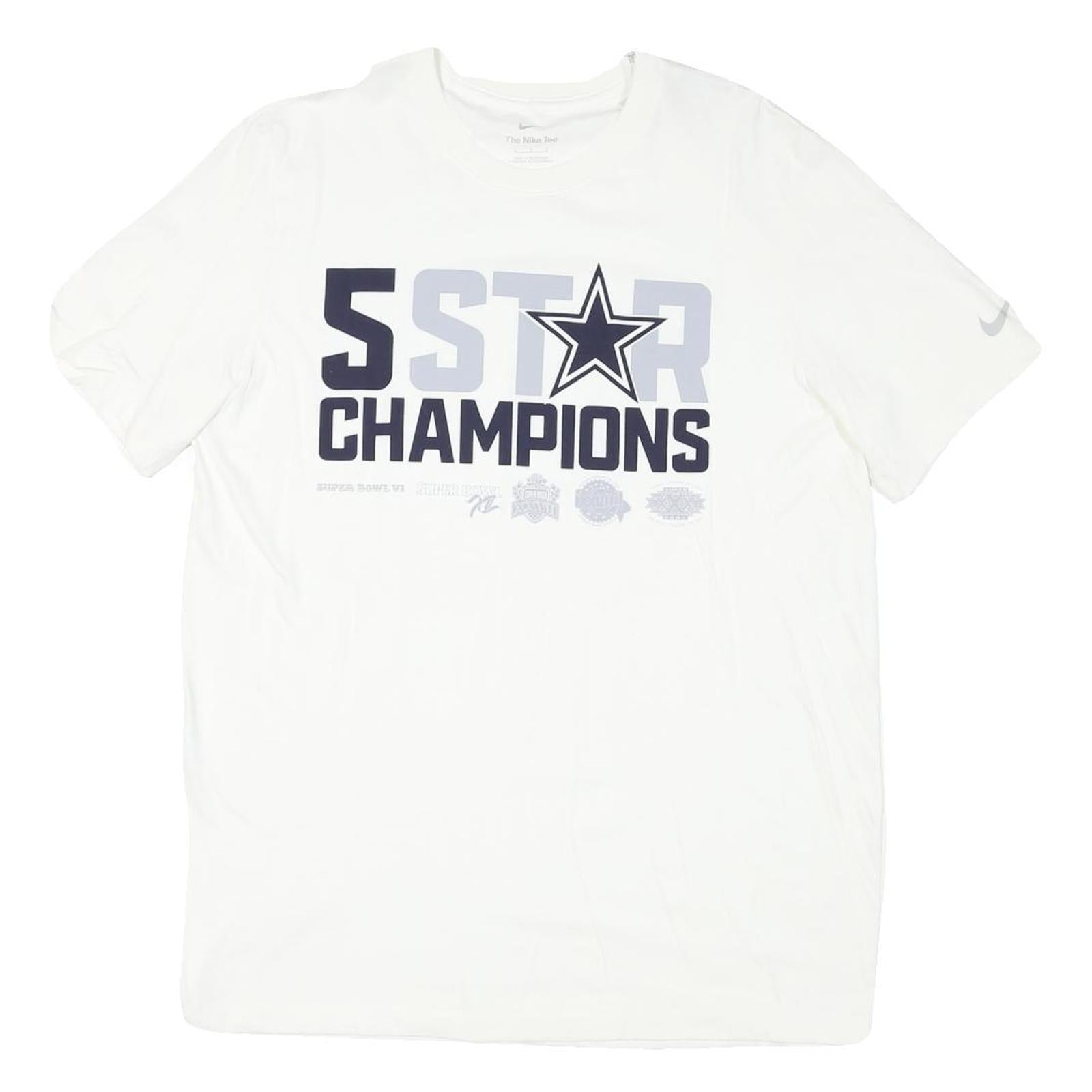 NIKE Mens White 5 Star Champions Graphic T-Shirt L Short Sleeve Crew Neck Refurbished - N/A refurbished available on Cerqular