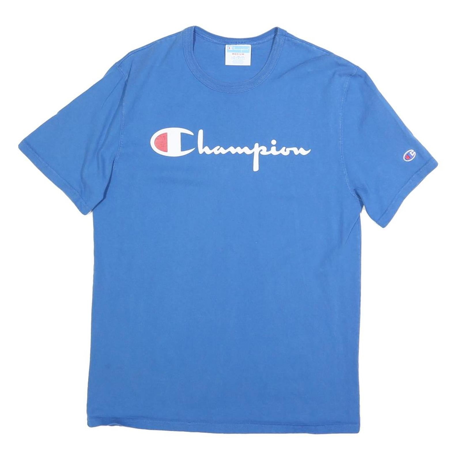 CHAMPION Mens Blue Graphic T-Shirt M Short Sleeve Crew Neck Casual Refurbished - N/A refurbished available on Cerqular