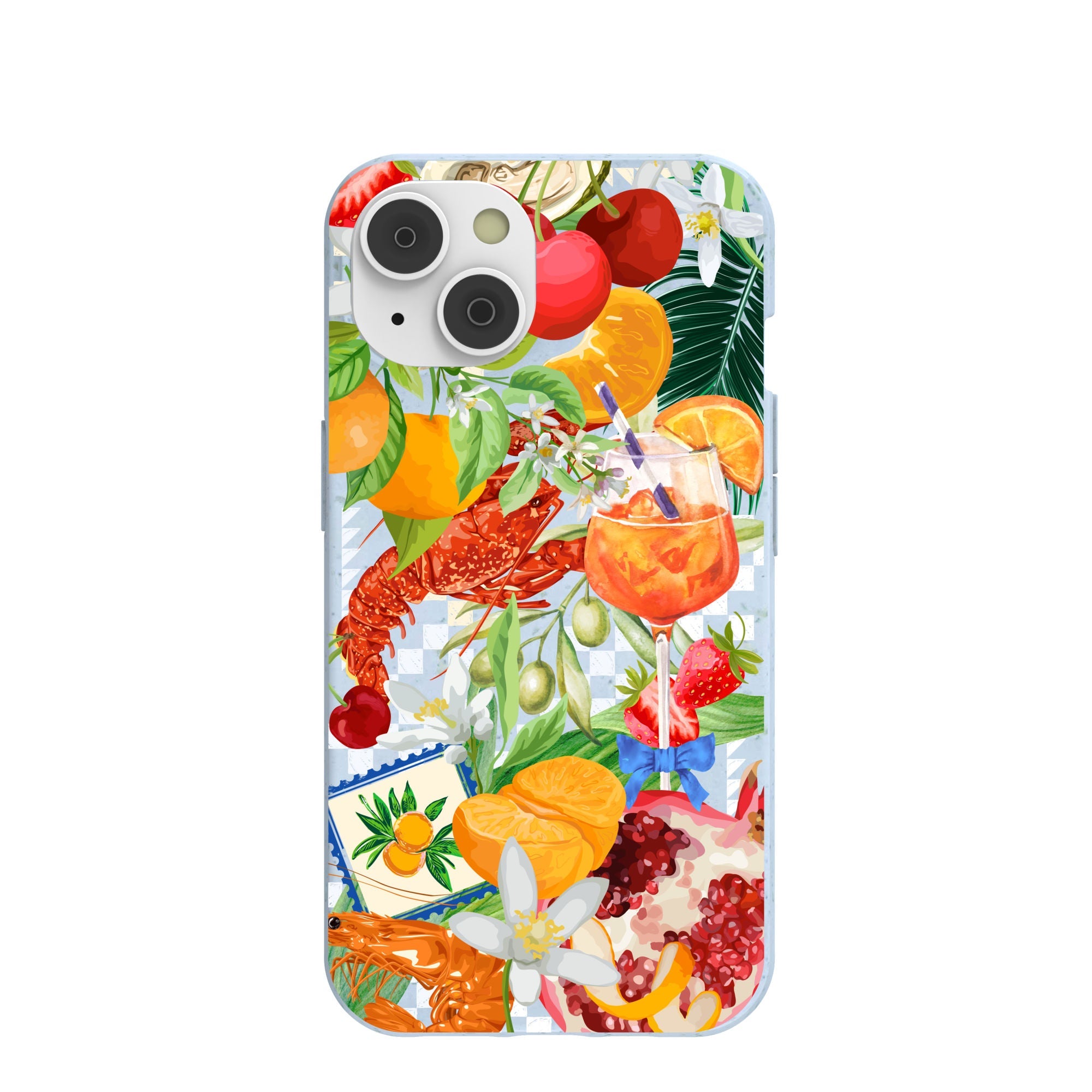 Powder Blue Mediterranean Summers iPhone 14/16e Case Refurbished - Pela Case refurbished available on Cerqular