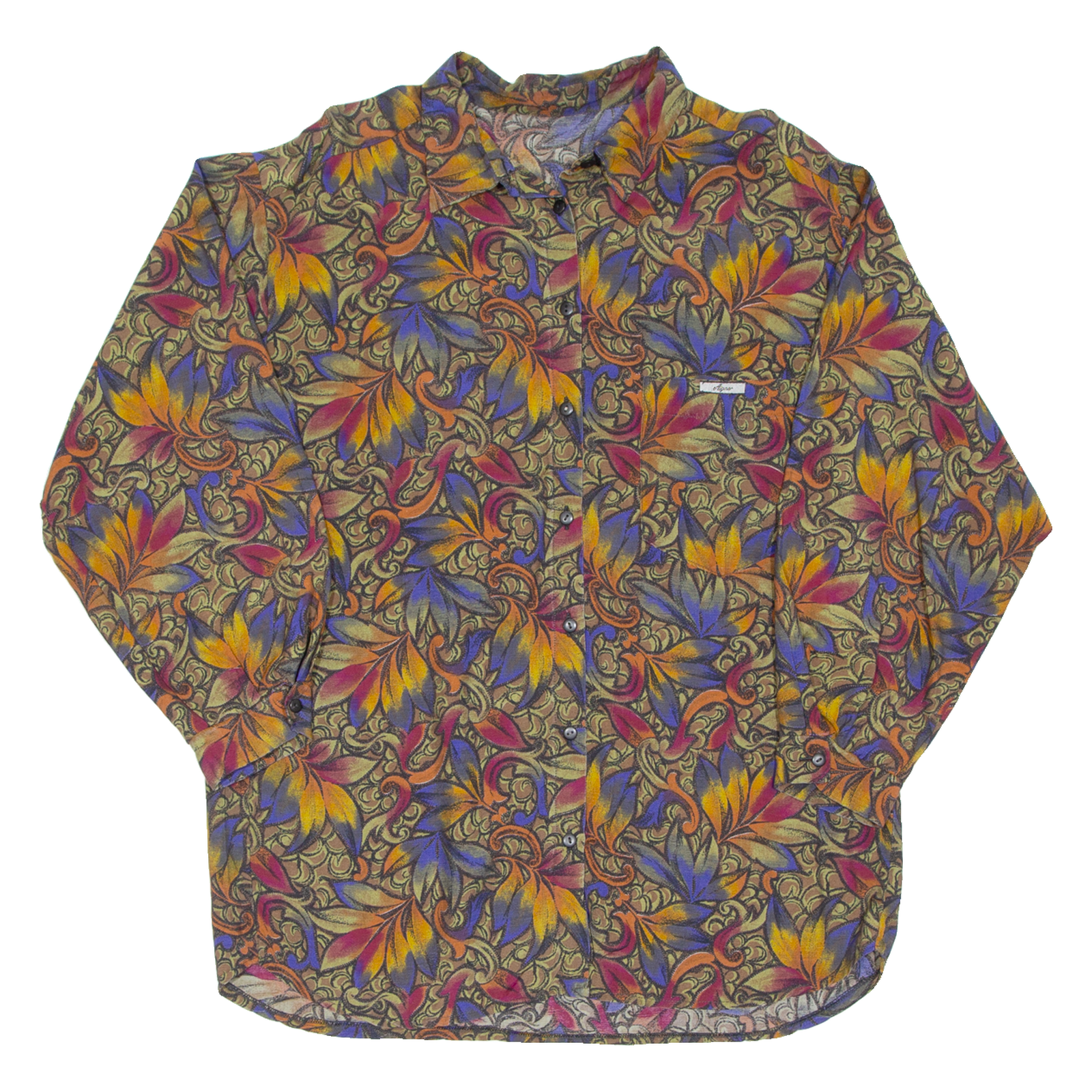 Womens Printed Blouse Brown Long Sleeve Crazy Pattern L Refurbished - N/A refurbished available on Cerqular