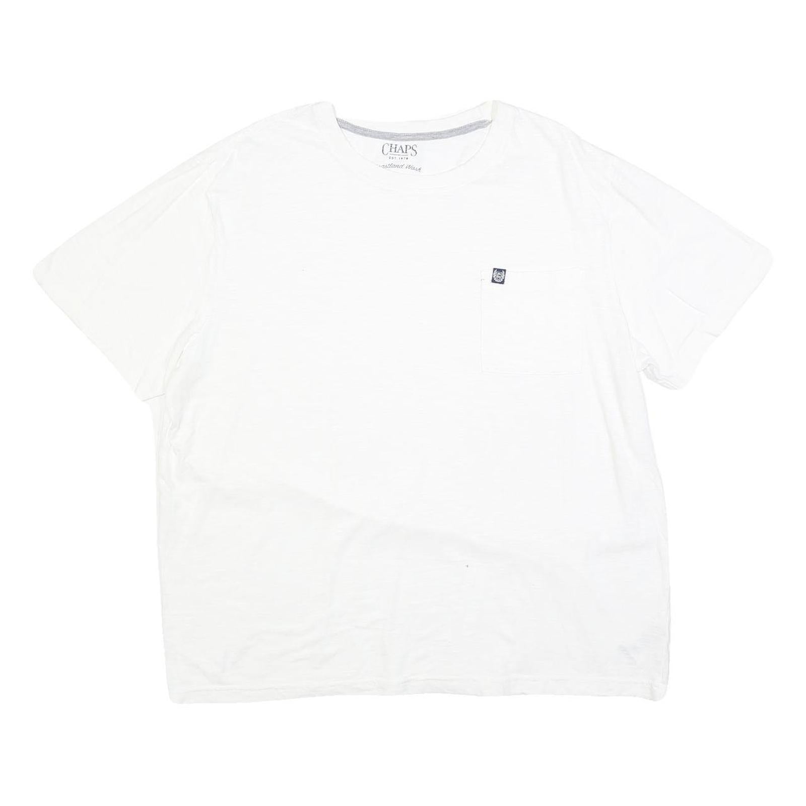 CHAPS Mens White Plain T-Shirt XL Short Sleeve Crew Neck Cotton Blend Pocket Refurbished - N/A refurbished available on Cerqular