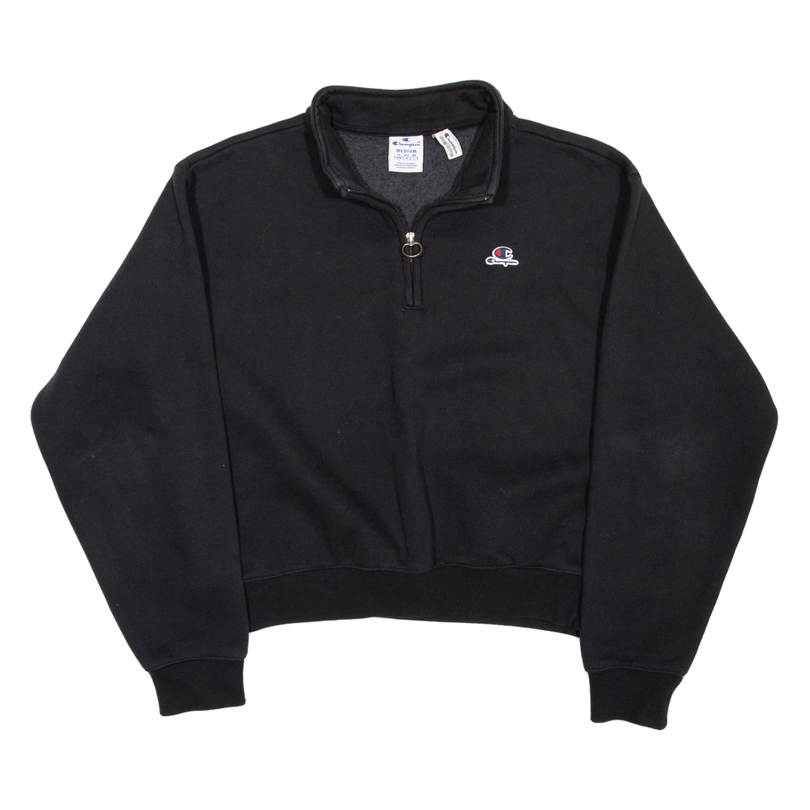CHAMPION Womens Sweatshirt Black 1/4 Zip M Refurbished - N/A refurbished available on Cerqular