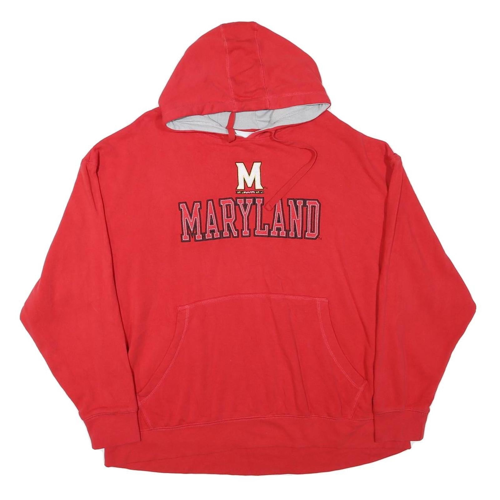 CHAMPION Mens Red Maryland Hoodie 2XL Cotton Blend Pullover Sweatshirt Refurbished - N/A refurbished available on Cerqular