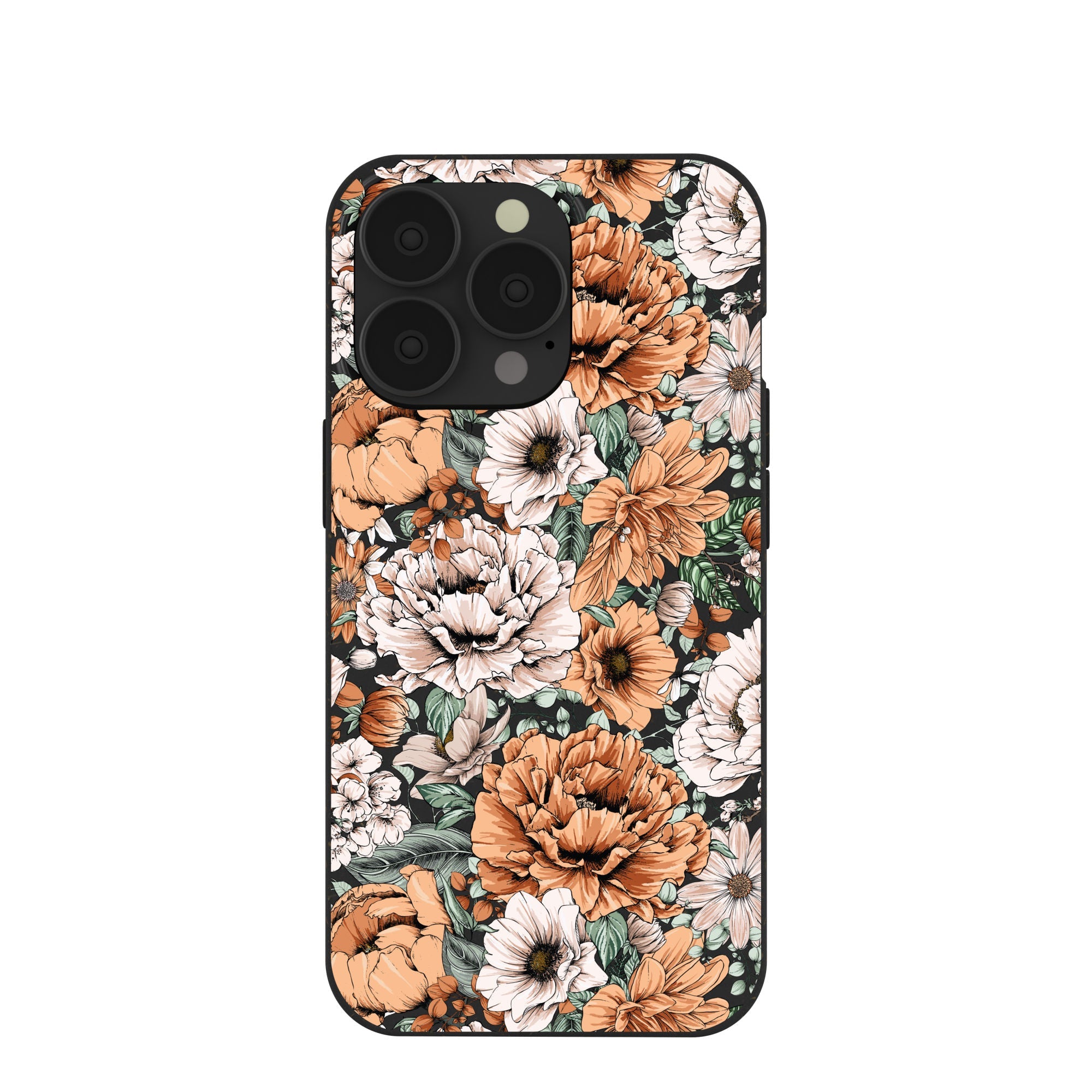 Black Peachy Peonies iPhone 13 Pro Case Refurbished - Pela Case refurbished available on Cerqular